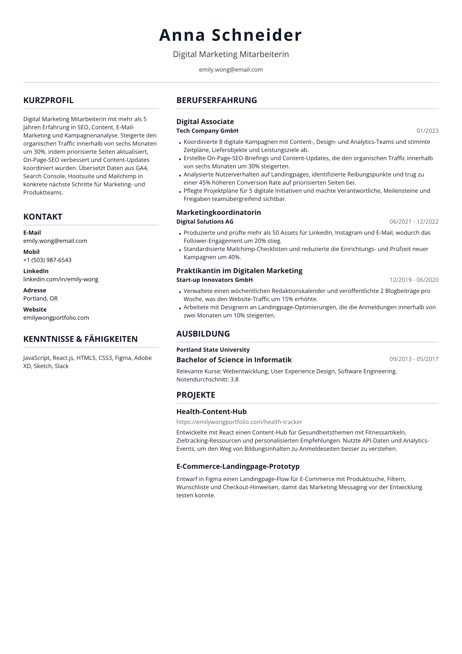 Digital Marketing Mitarbeiterin