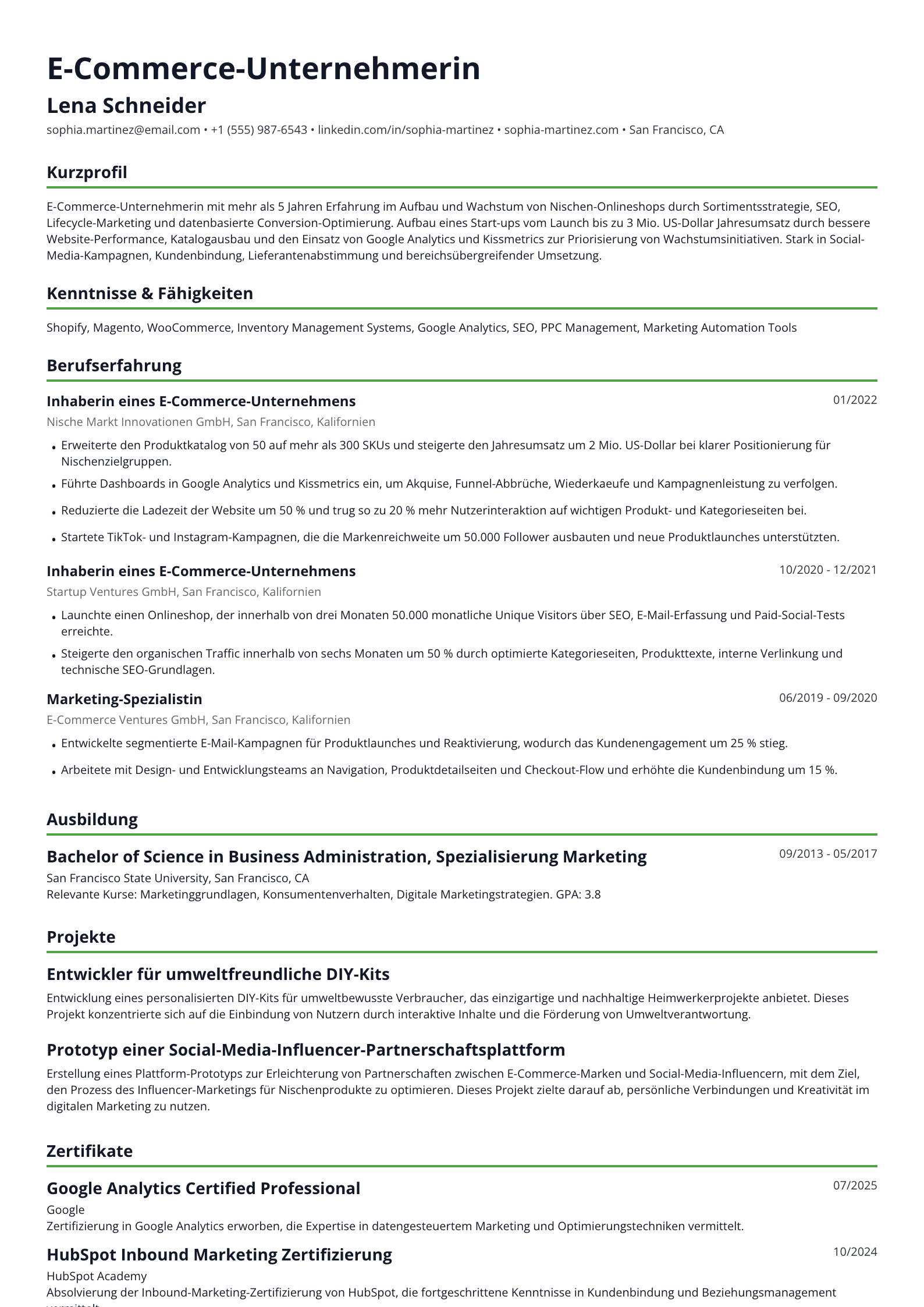 E-Commerce-Unternehmerin
