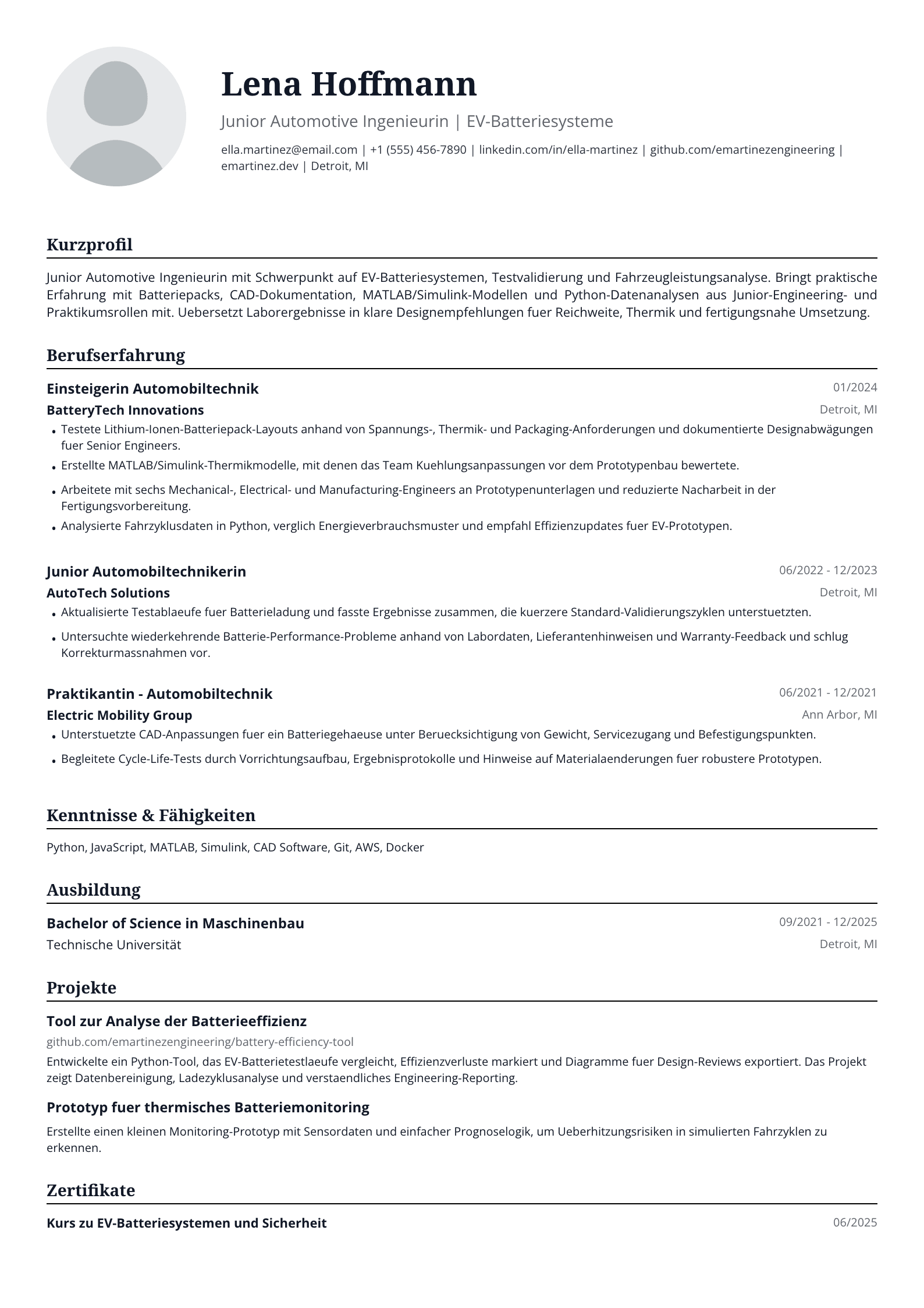 Junior Automotive Ingenieurin