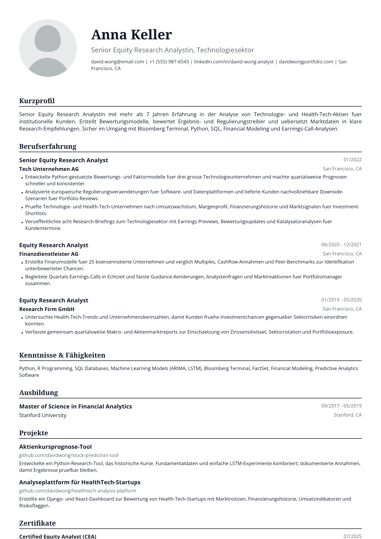 Equity Research Analystin