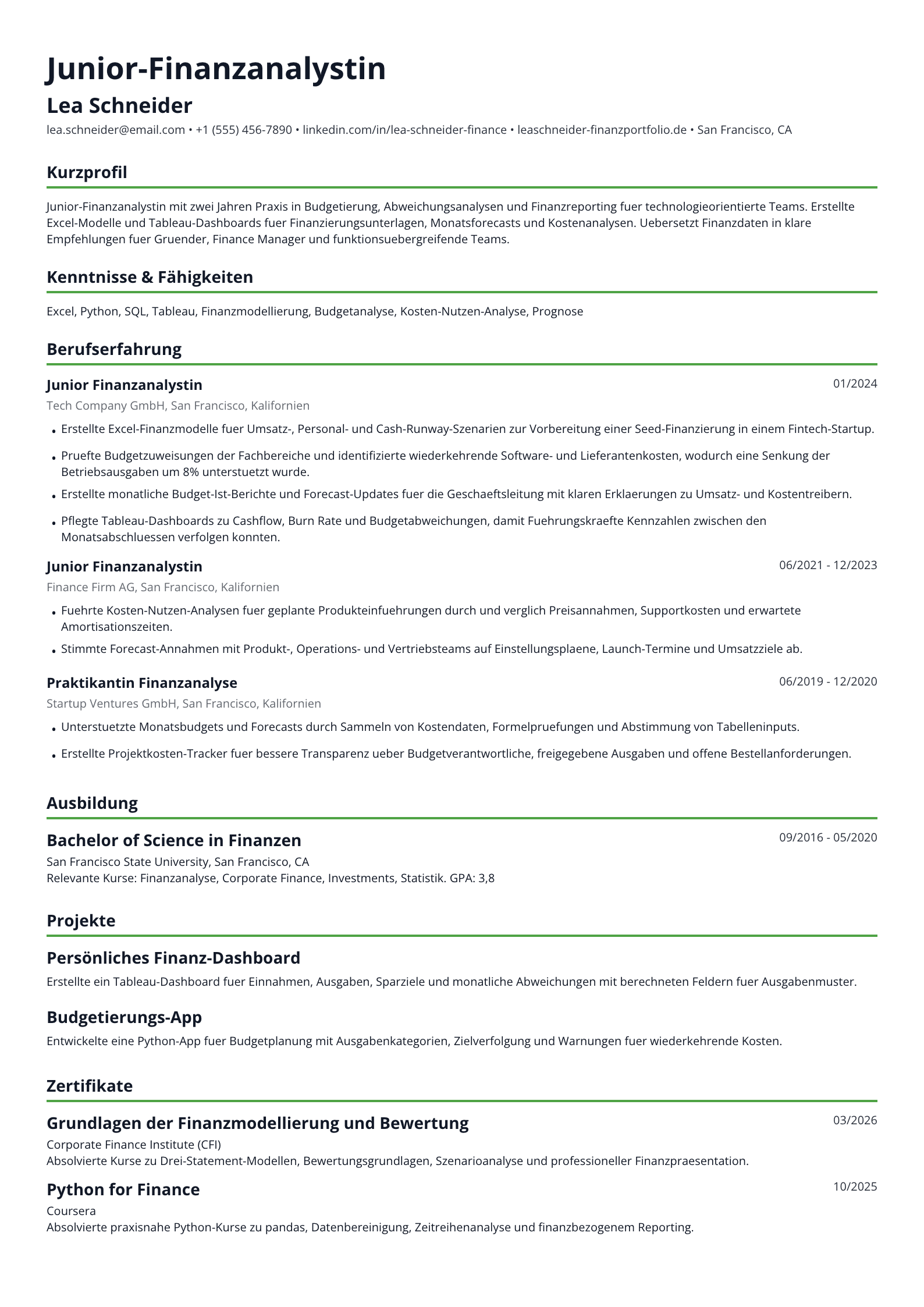 Junior-Finanzanalystin