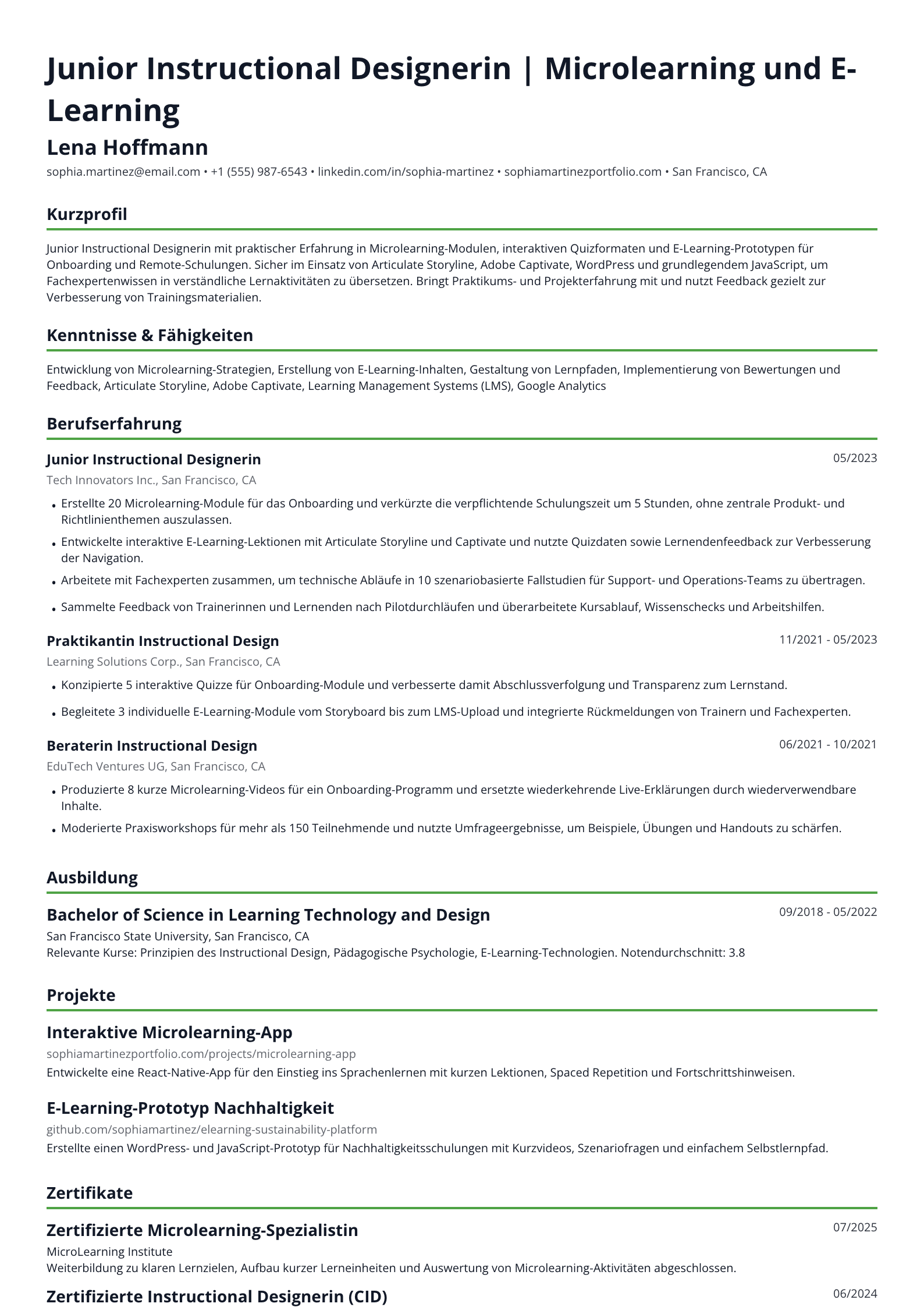 Junior Instructional Designerin