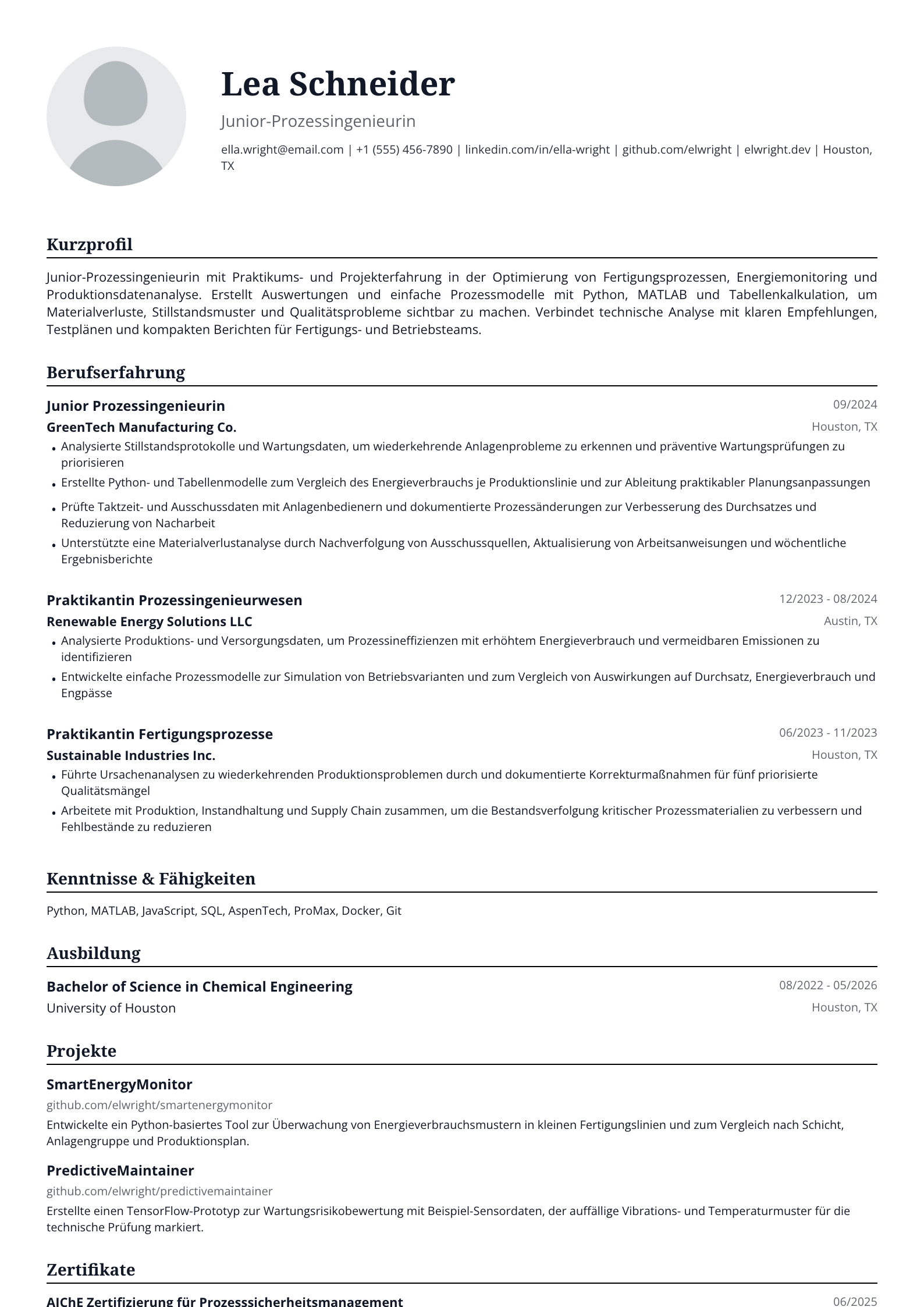 Junior-Prozessingenieurin