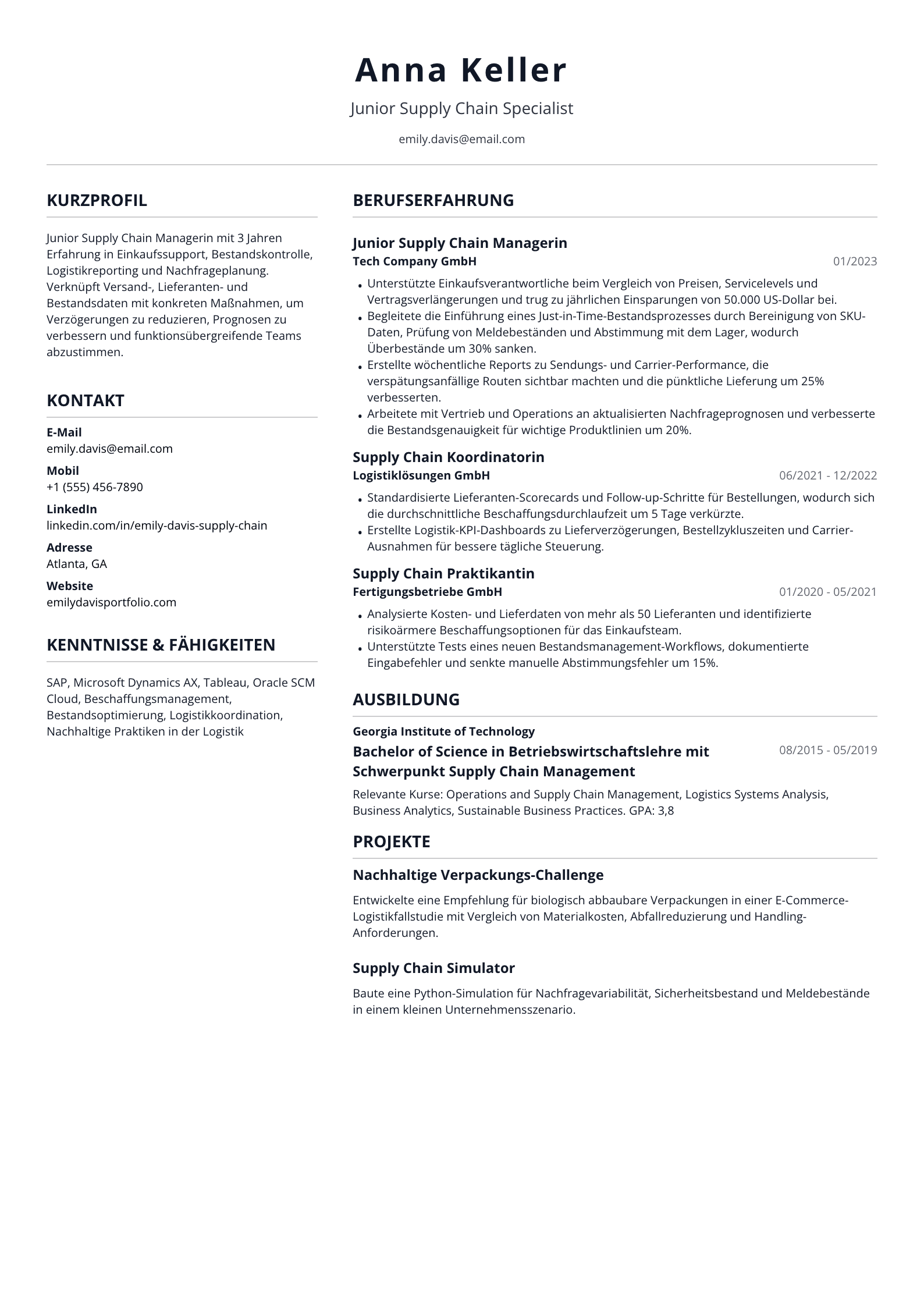Junior Supply Chain Managerin