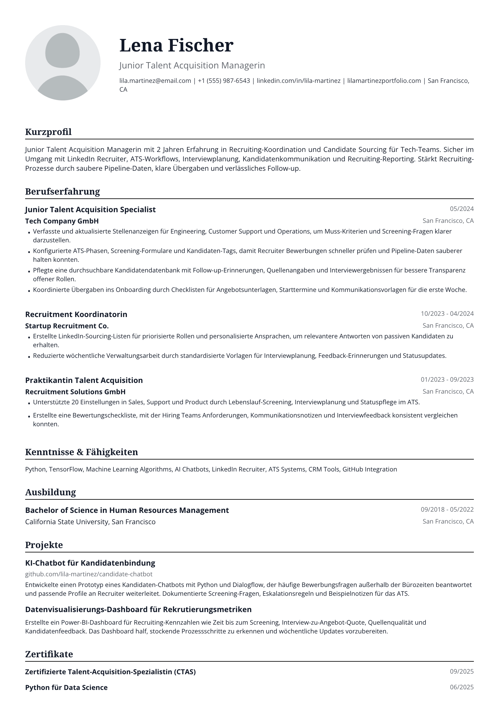 Junior Talent Acquisition Managerin