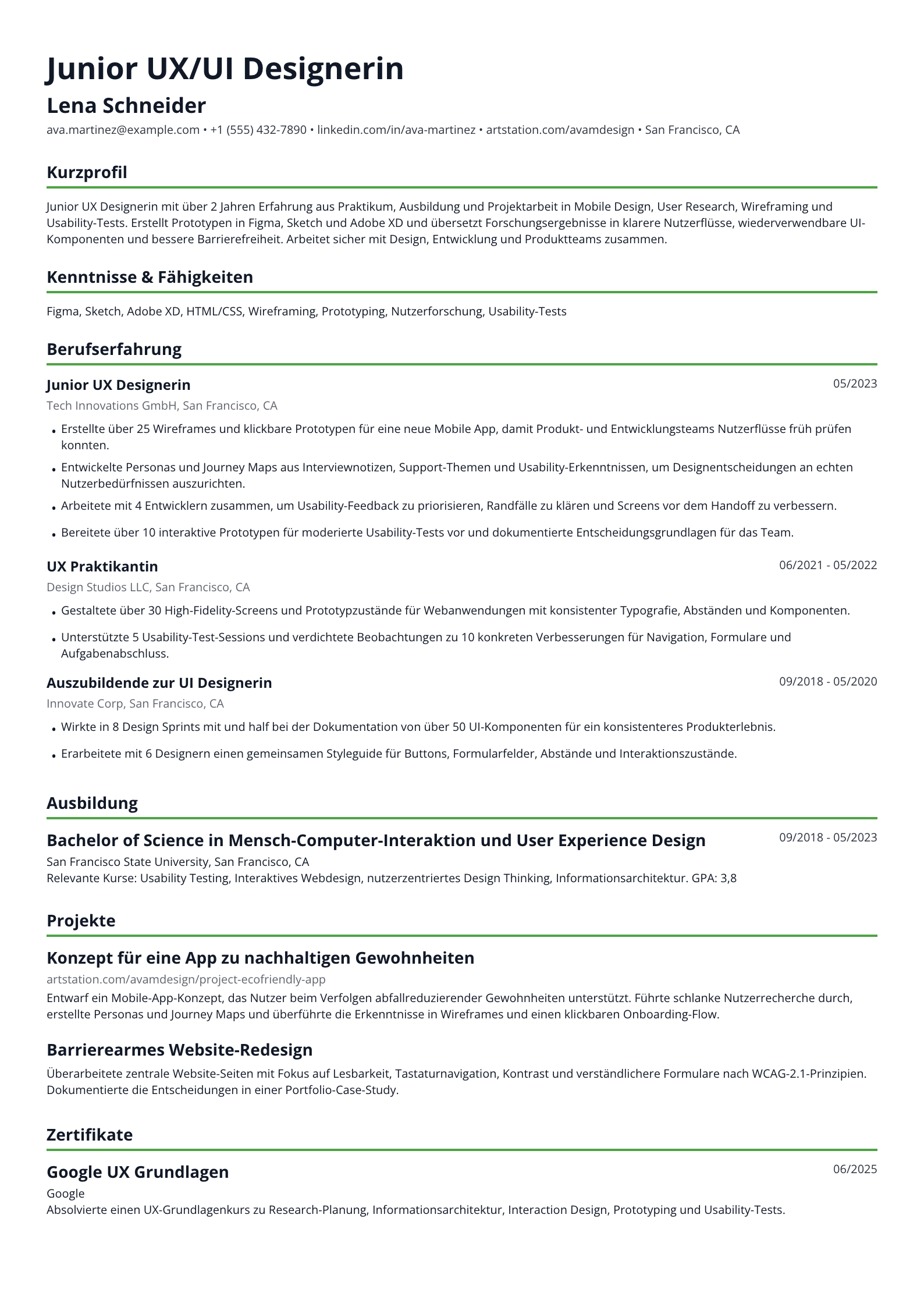 Junior UX Designerin