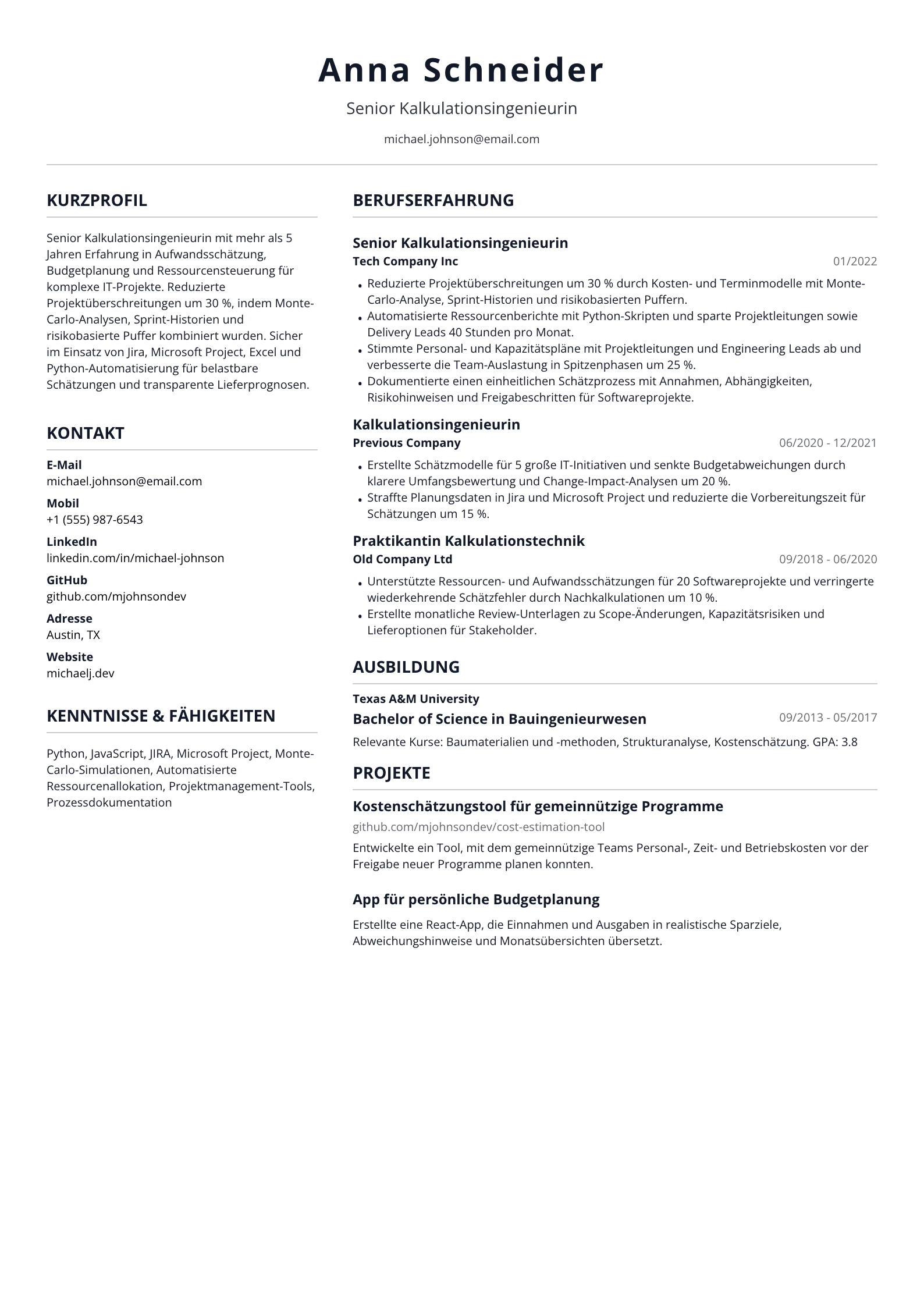 Kalkulationsingenieurin