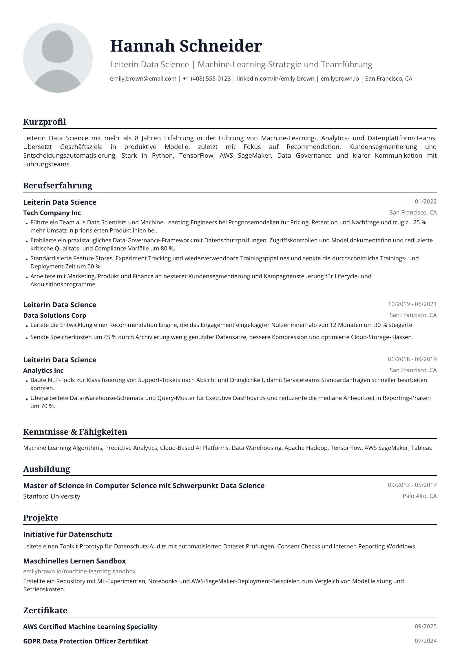 Leiterin Data Science