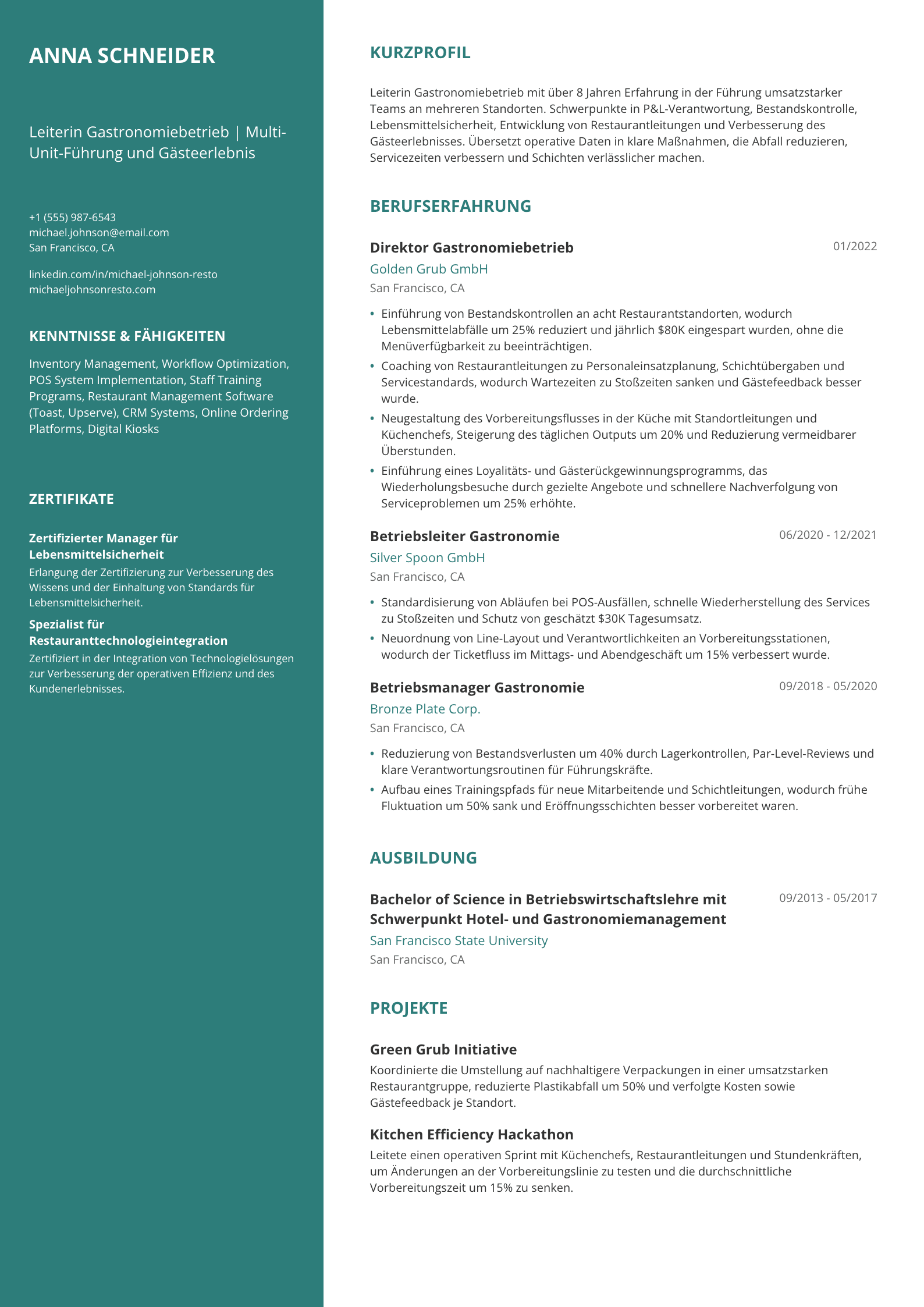 Leiterin Gastronomiebetrieb
