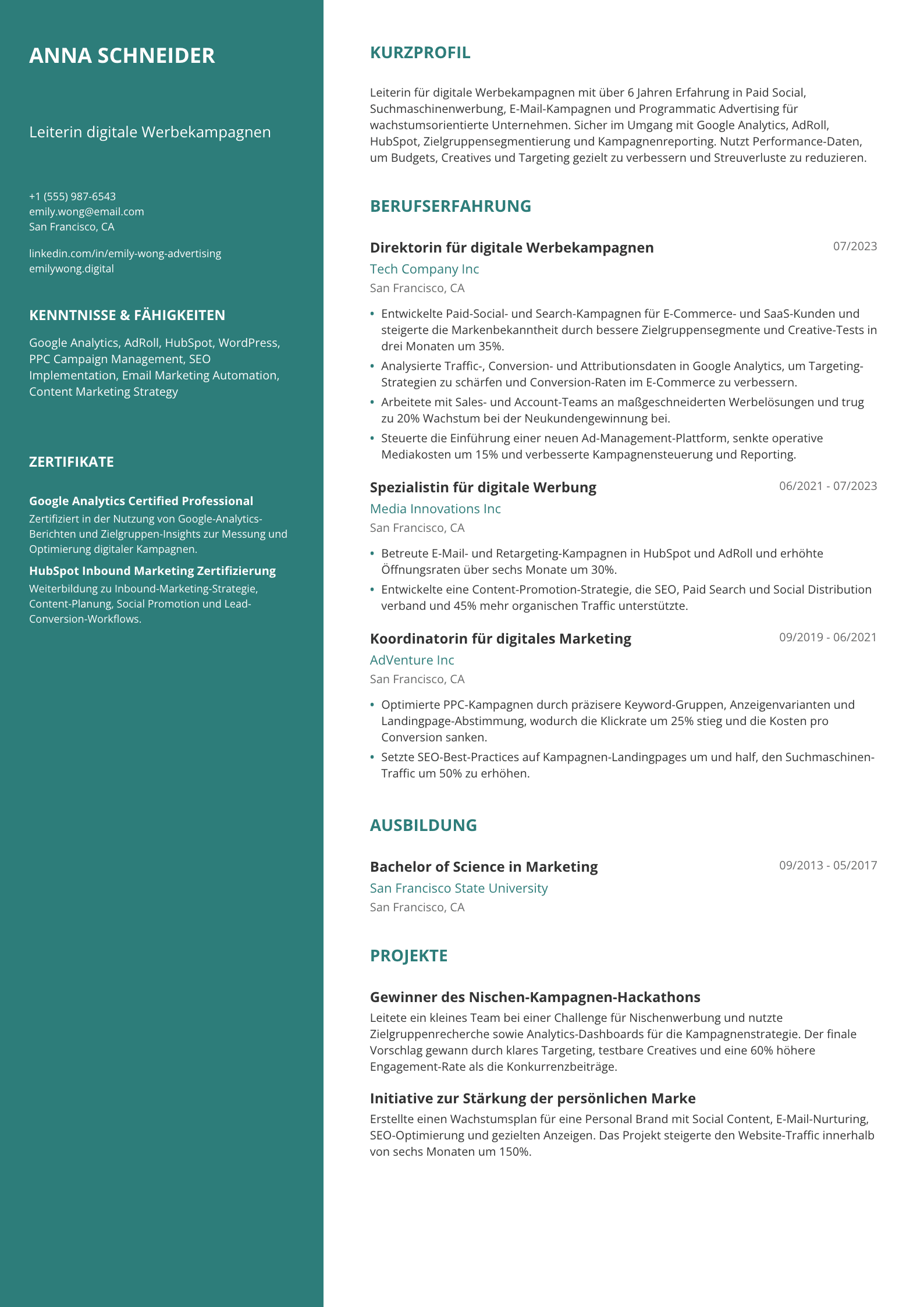 Leiterin digitale Werbekampagnen