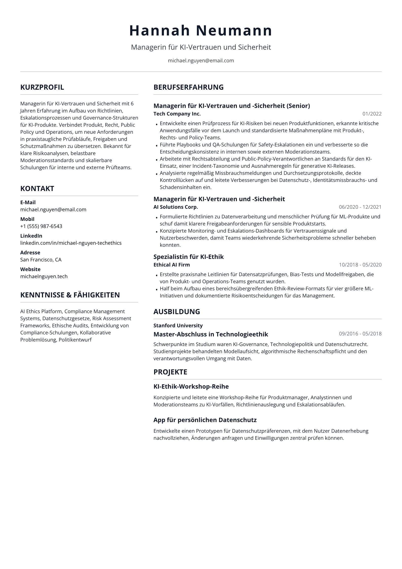 Managerin für KI-Vertrauen und Sicherheit