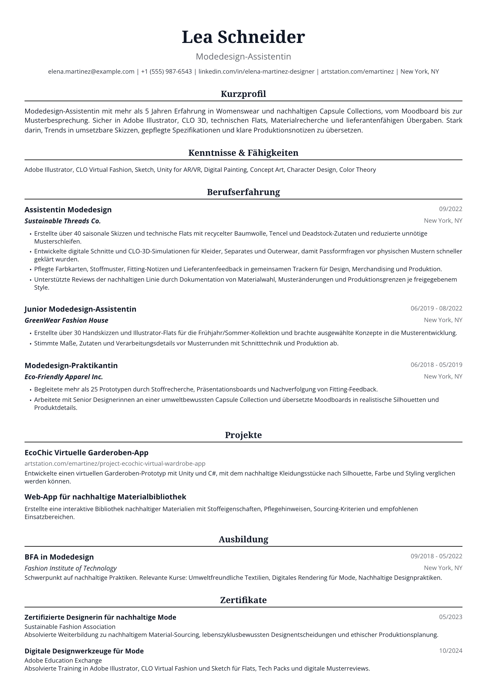 Modedesign-Assistentin