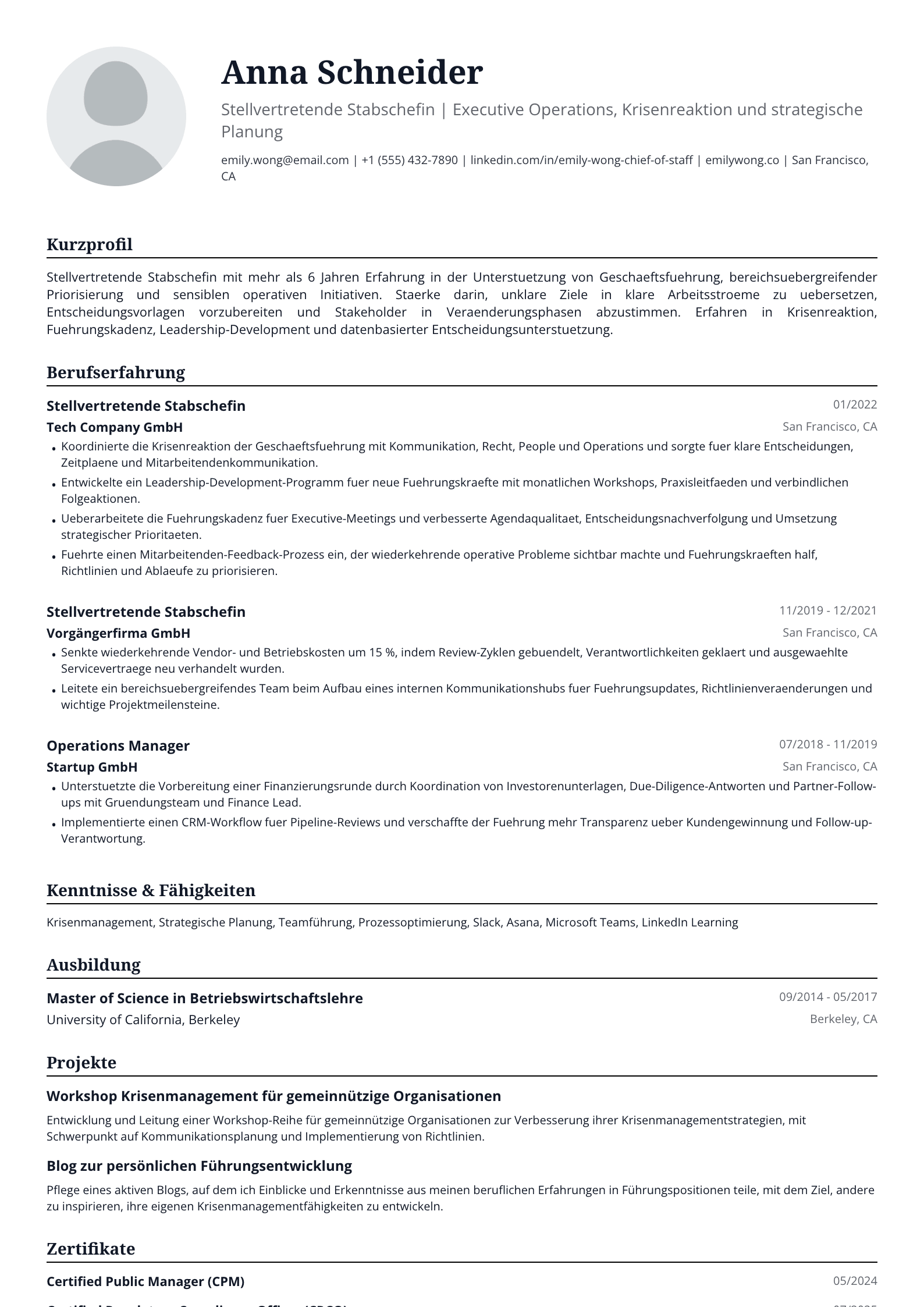 Stellvertretende Stabschefin
