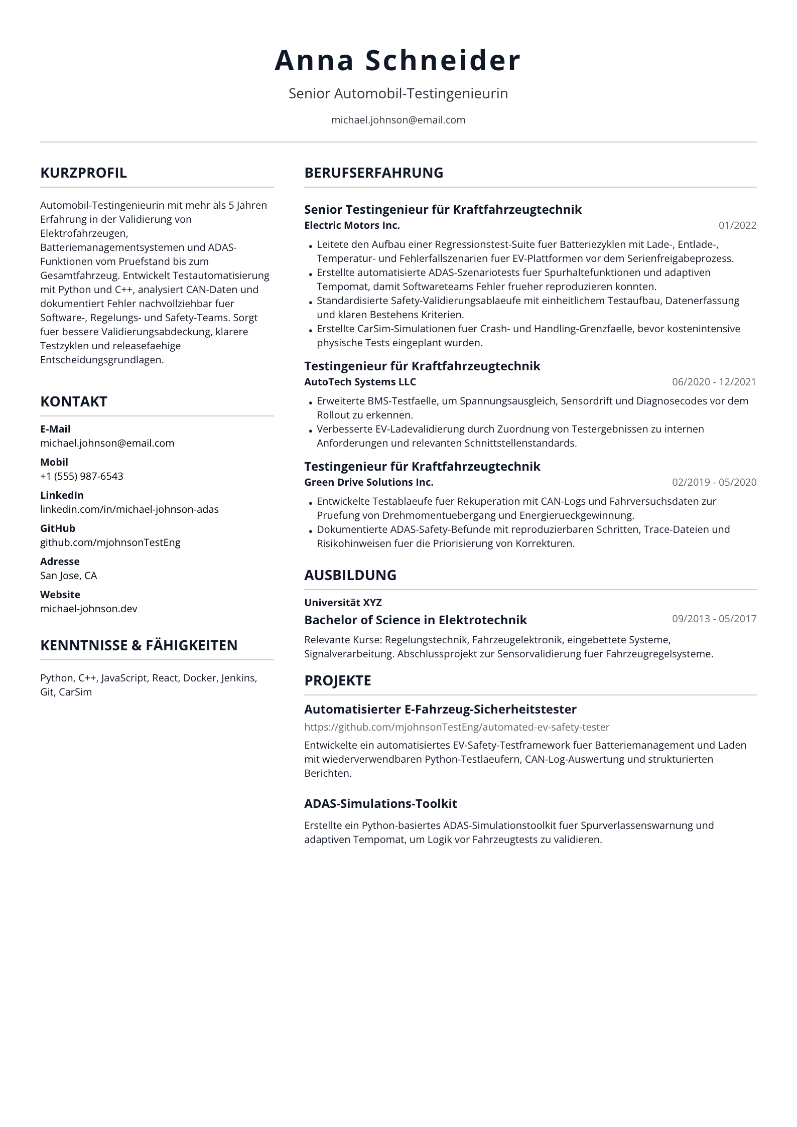 Automobil-Testingenieurin