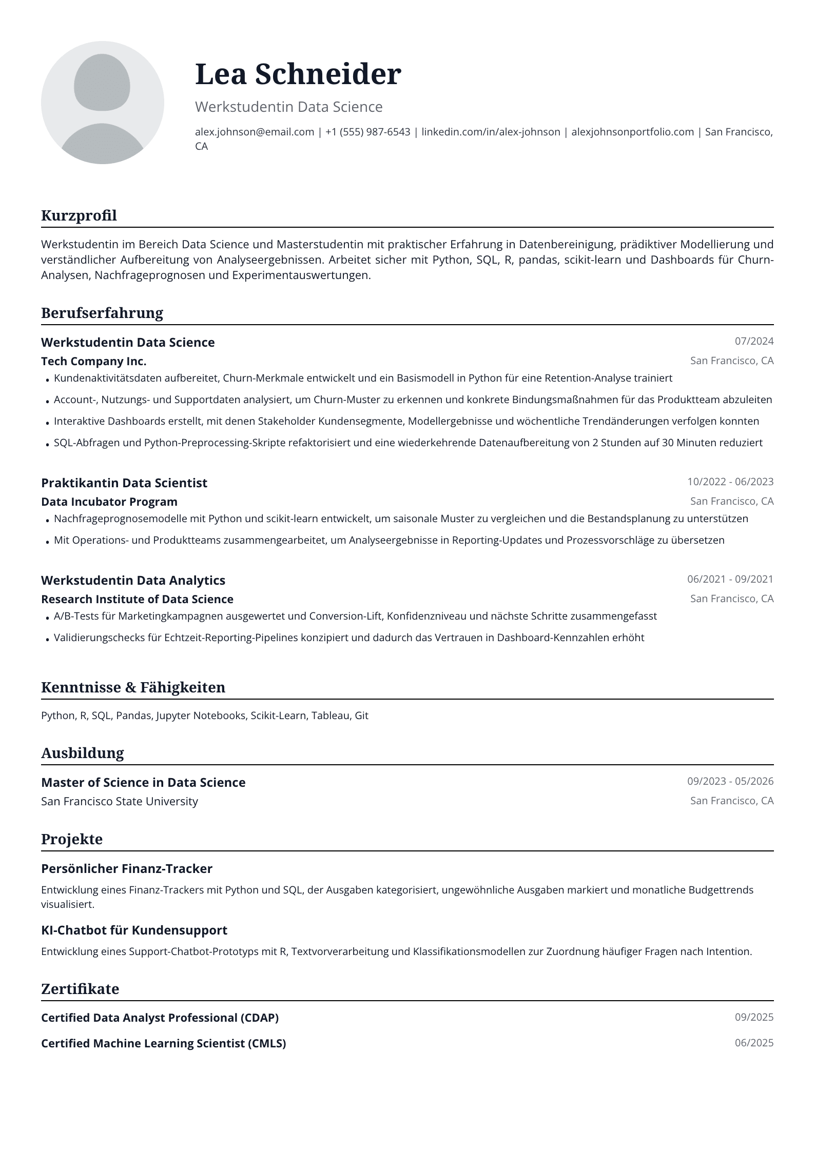 Werkstudentin Data Science