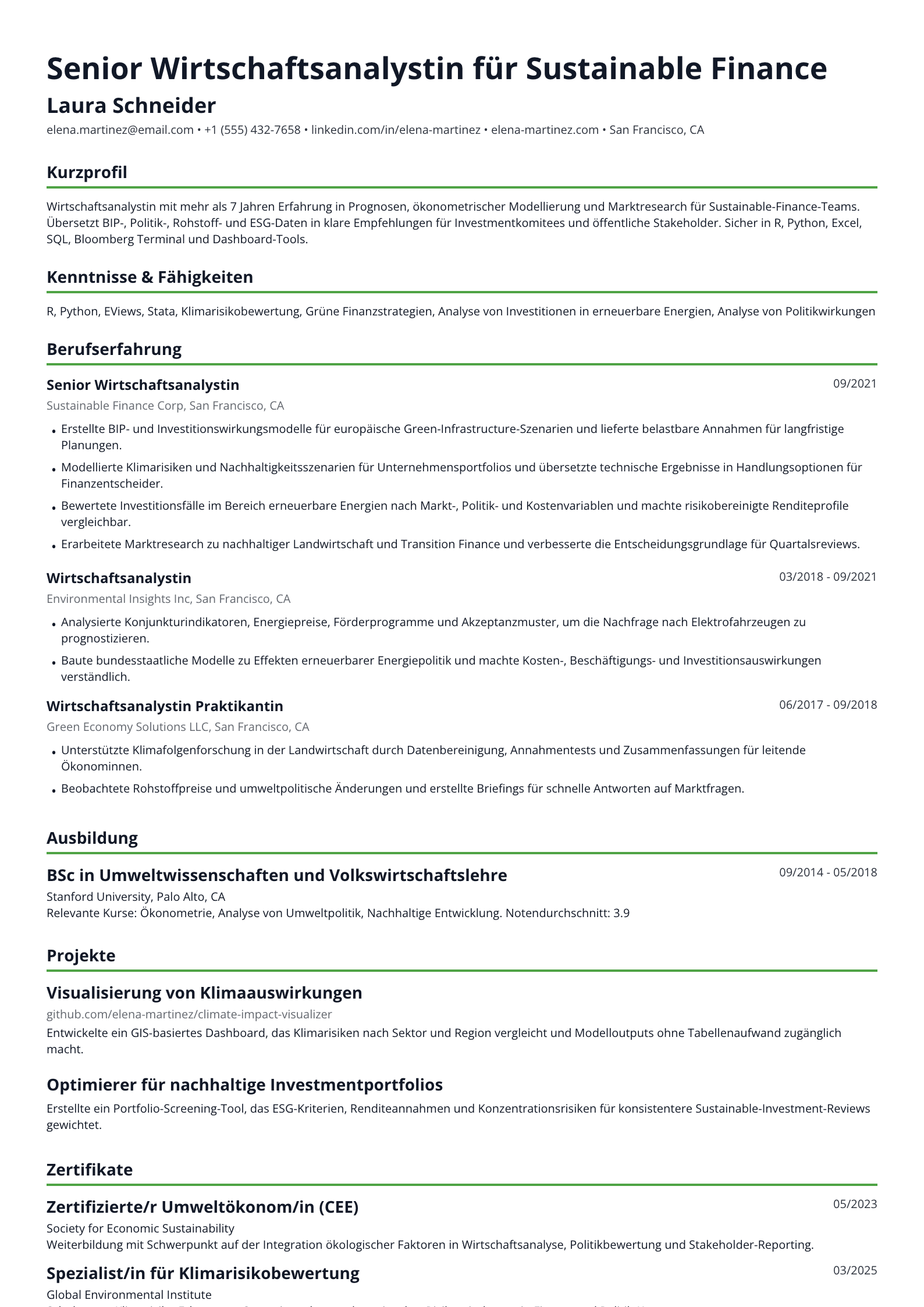 Wirtschaftsanalystin