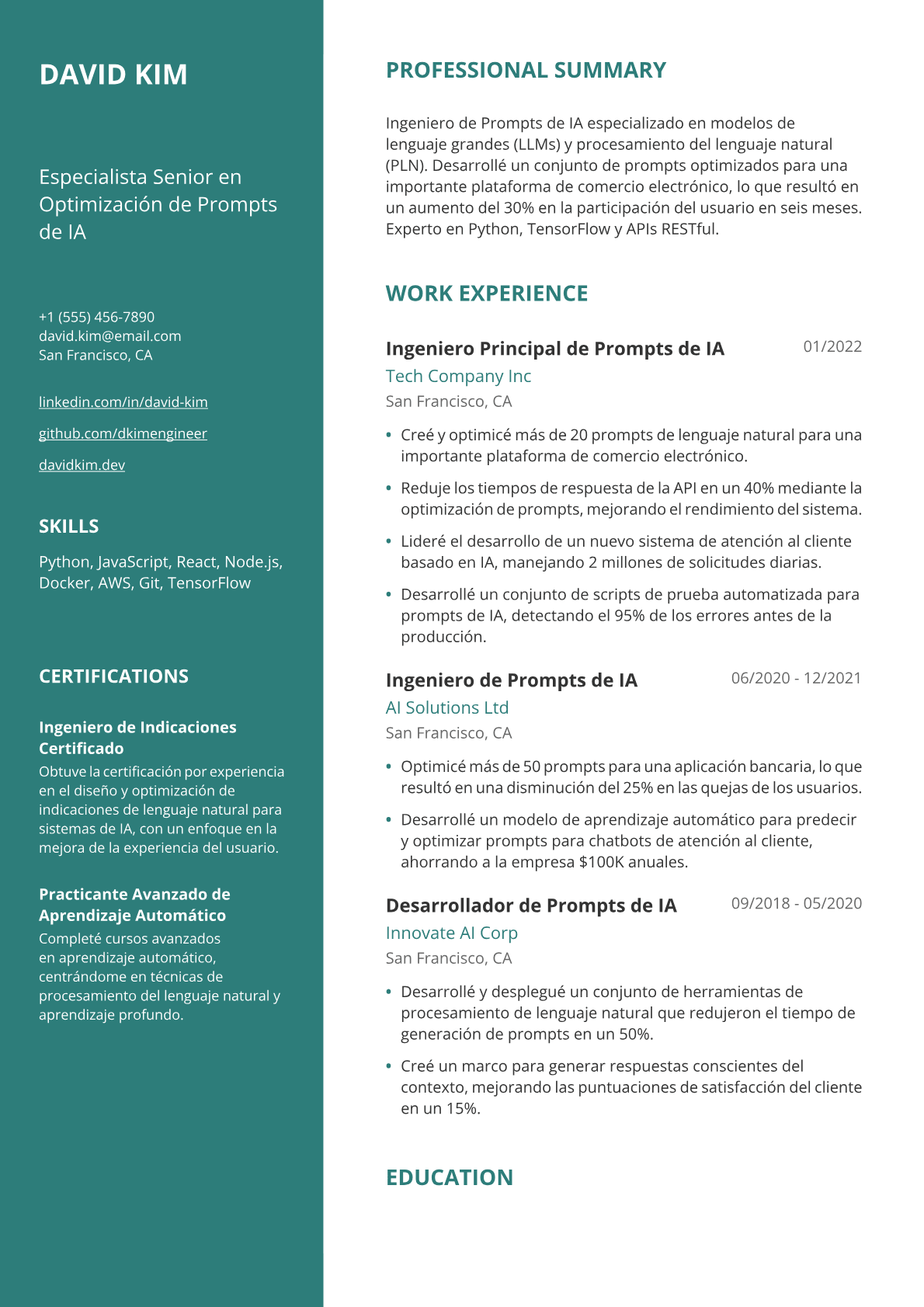 Ingeniero de prompts de IA