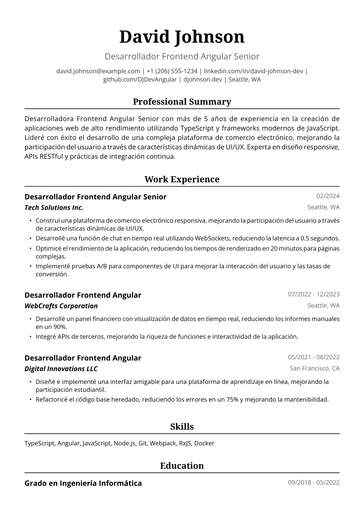 Desarrolladora frontend Angular