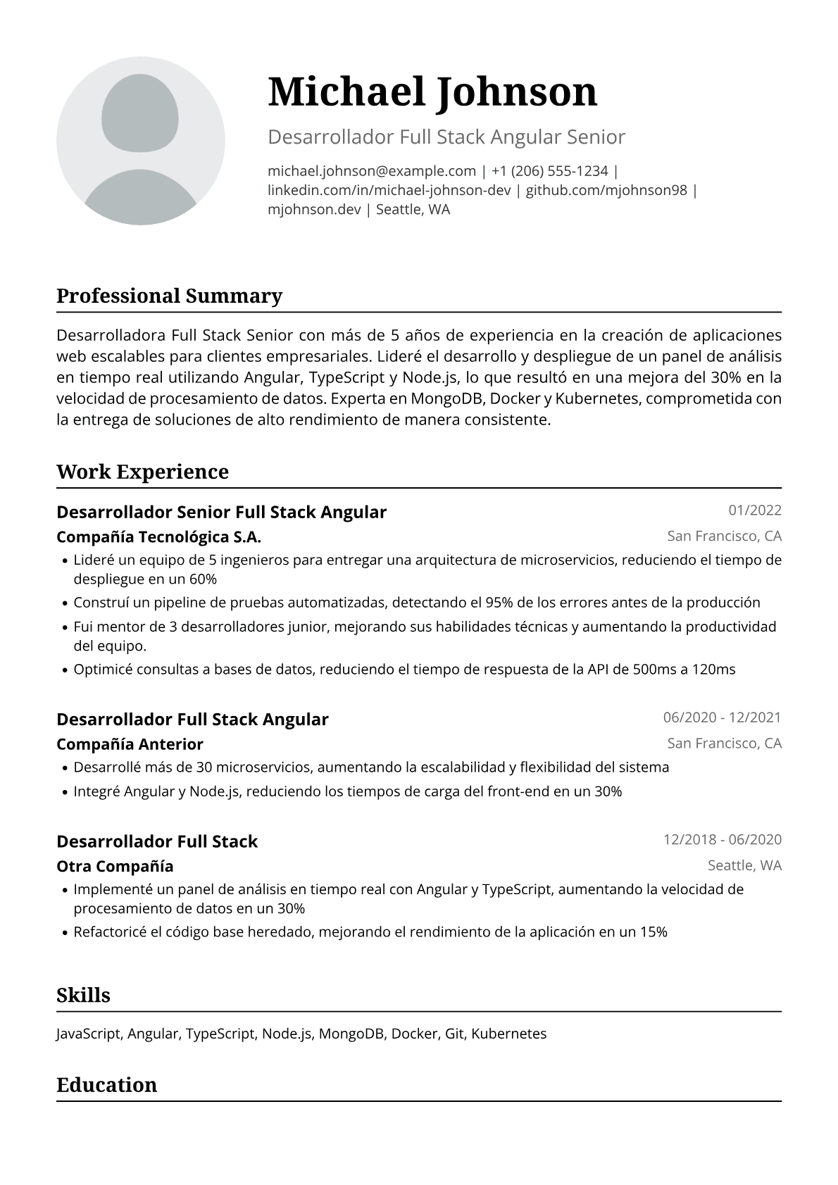 Desarrolladora Full Stack Angular