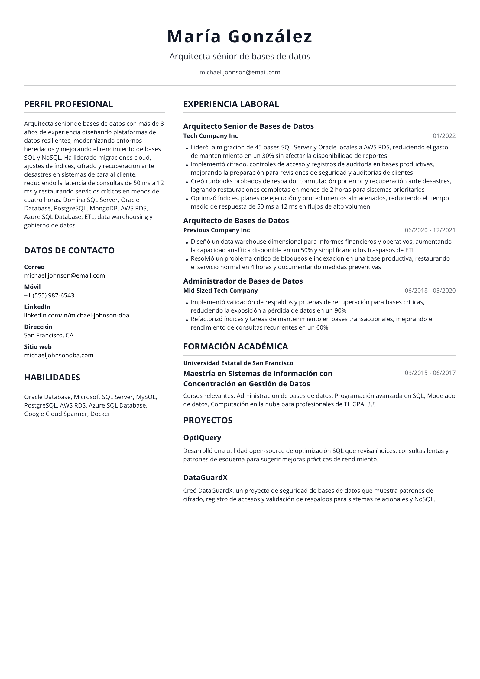 Arquitecta de bases de datos