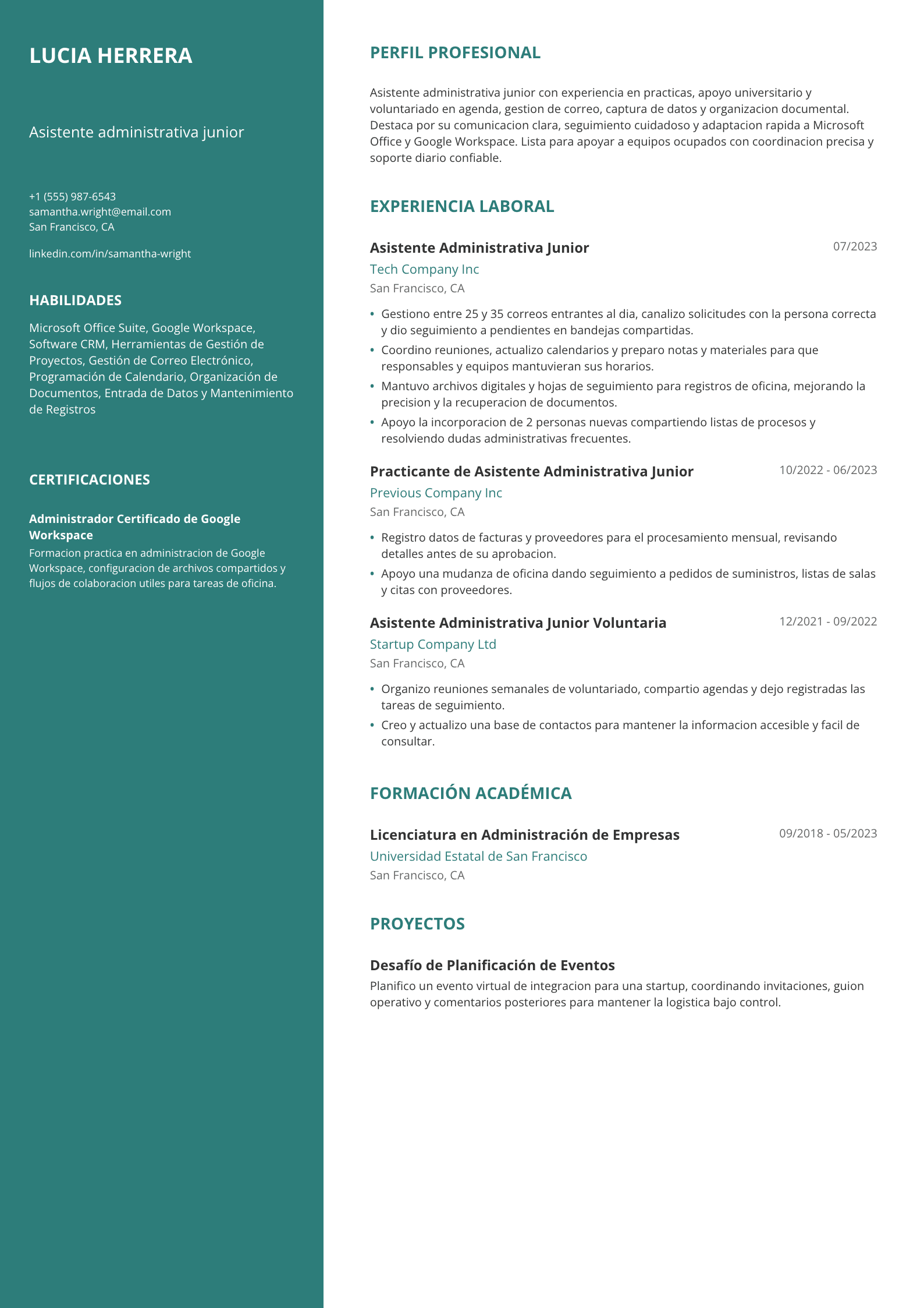 Asistente administrativa junior