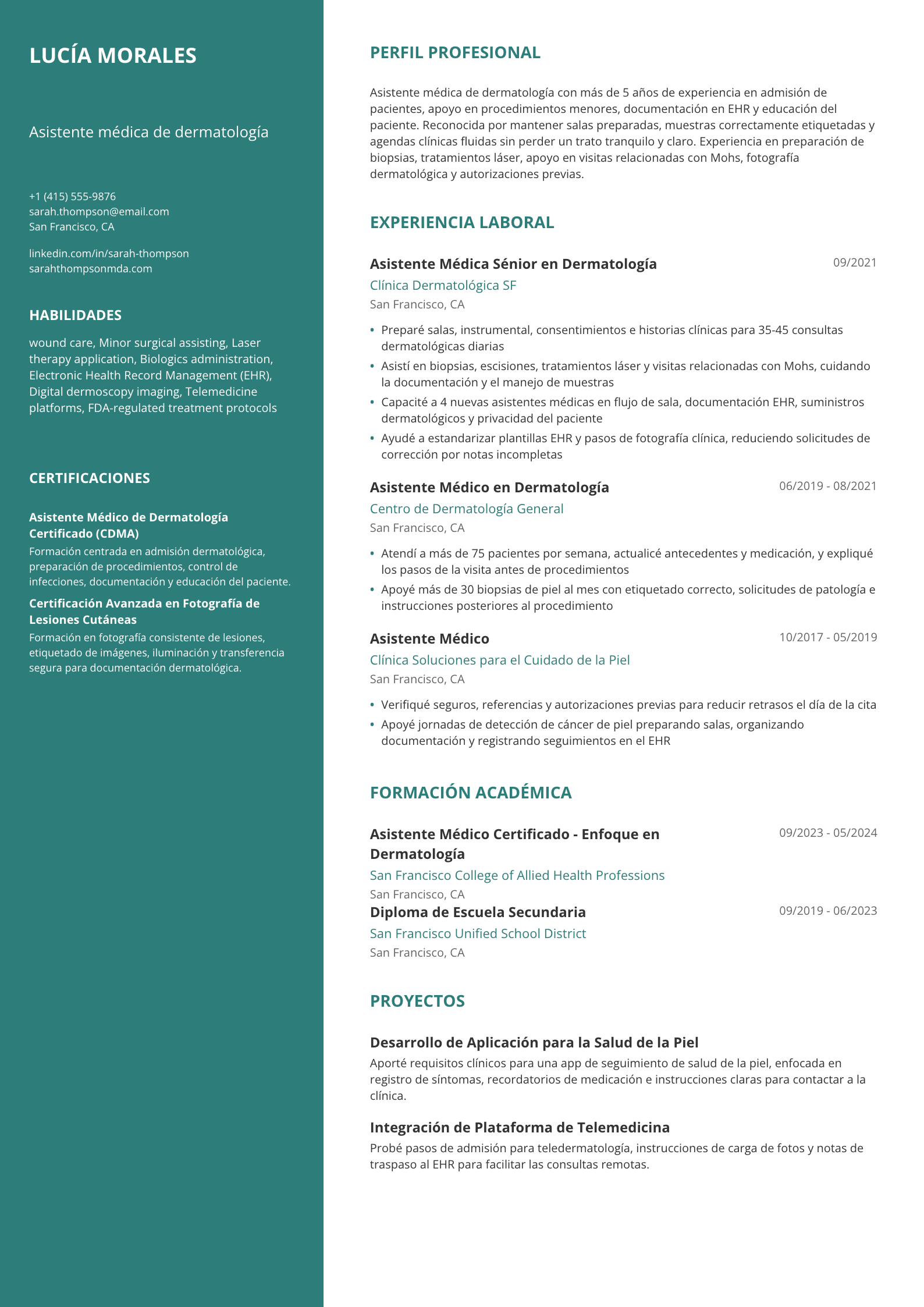Asistente médica de dermatología