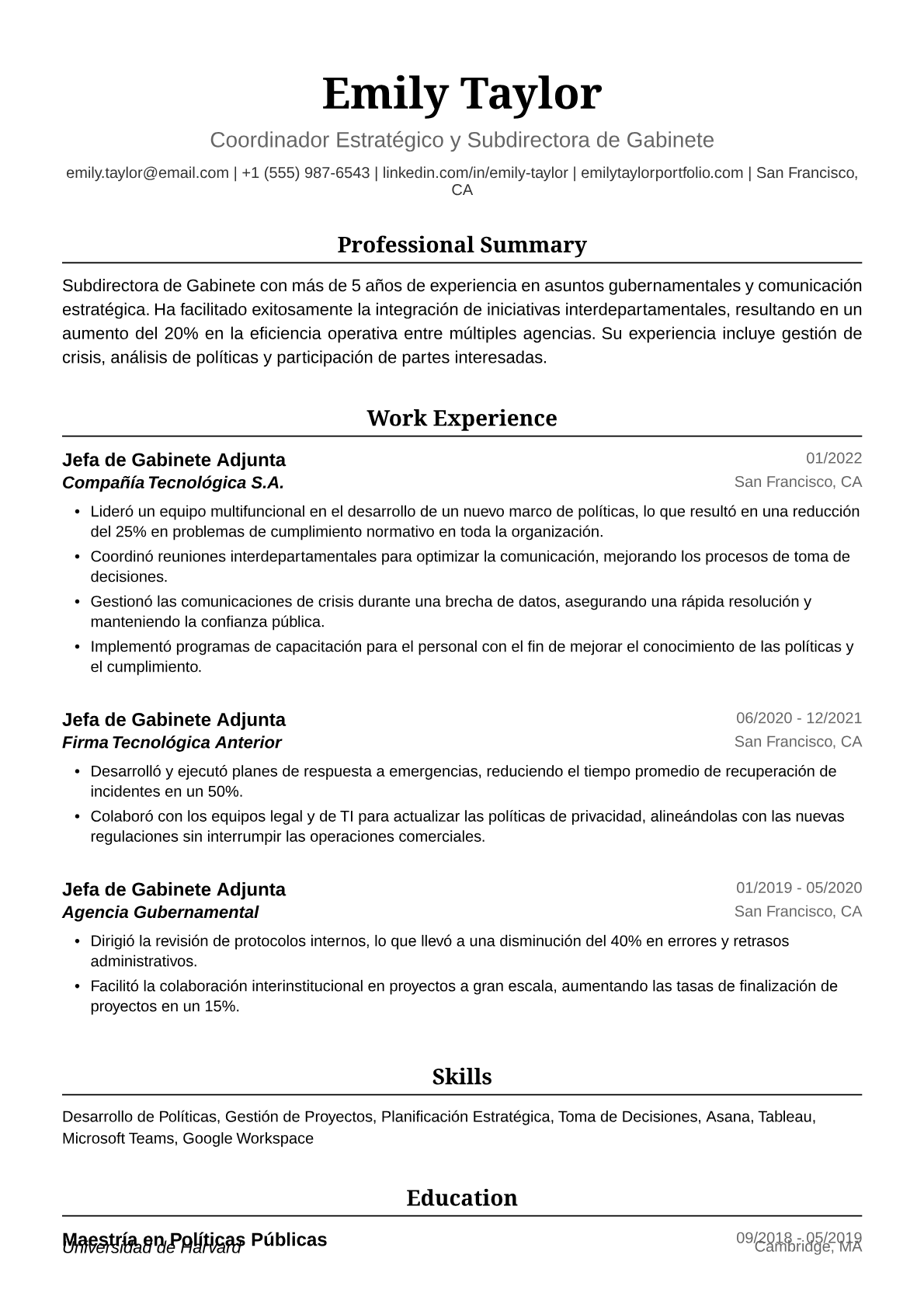 Subdirectora de Gabinete