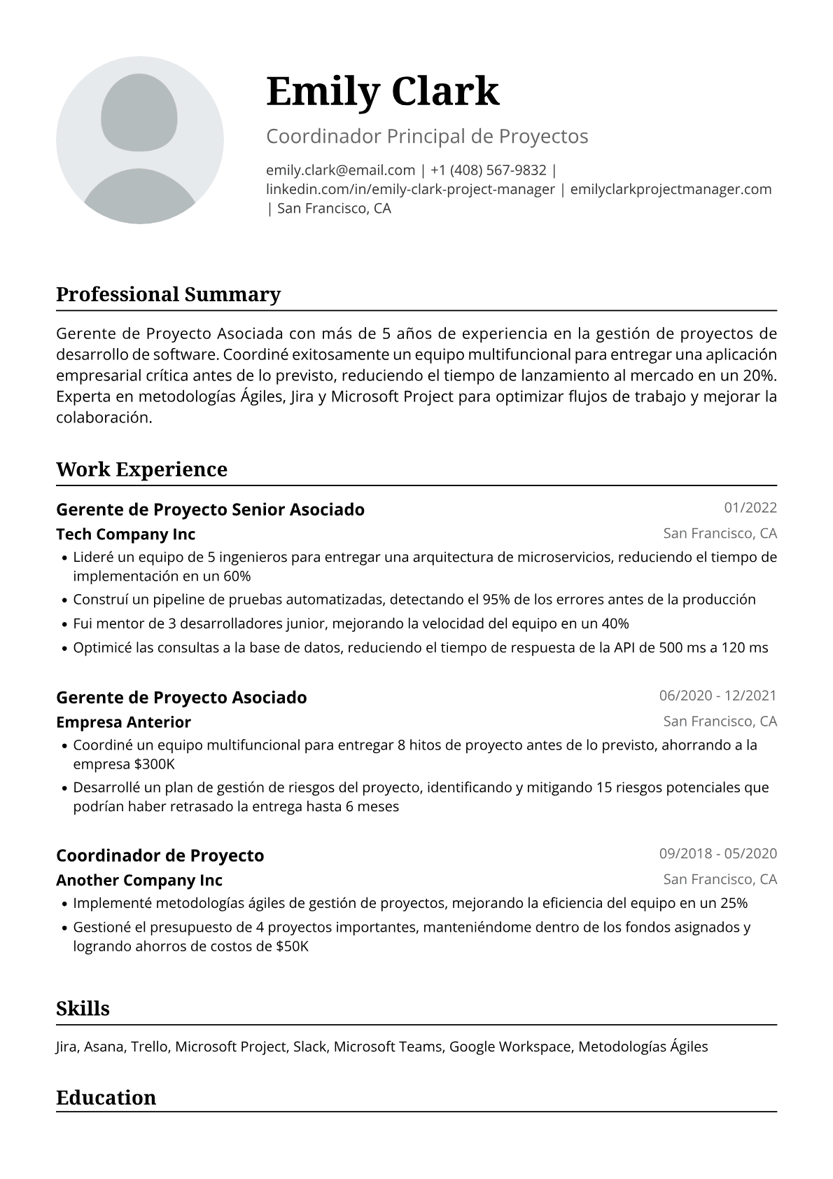 Gerenta de Proyecto Asociada
