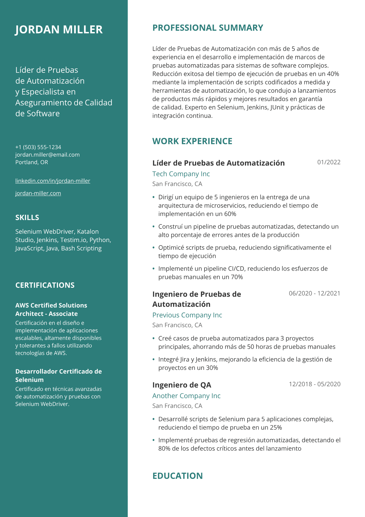 Líder de pruebas de automatización