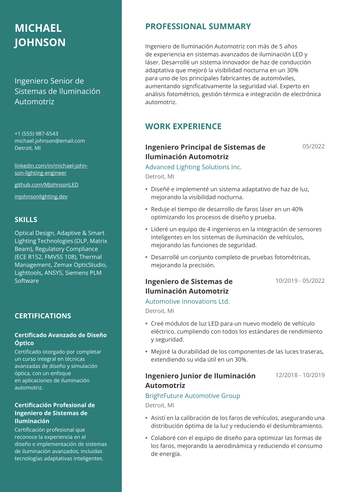 Ingeniero de iluminación automotriz
