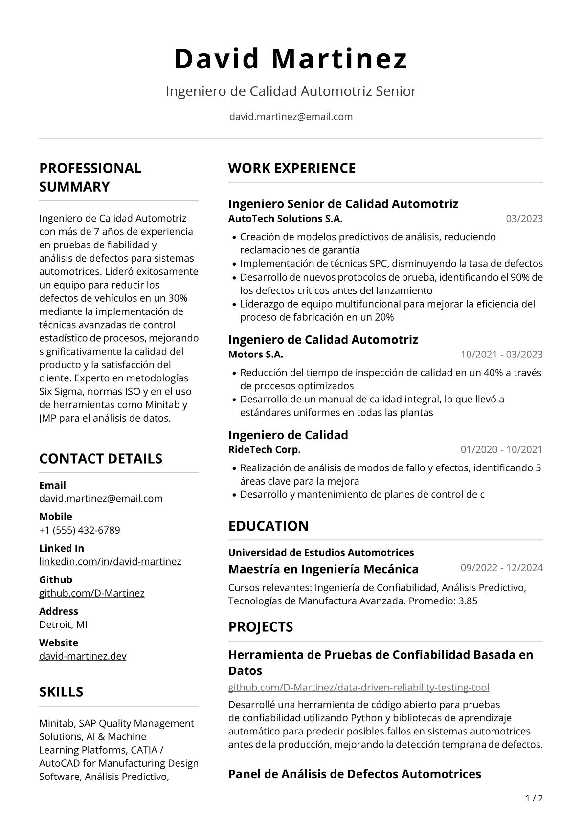 Ingeniero de calidad automotriz