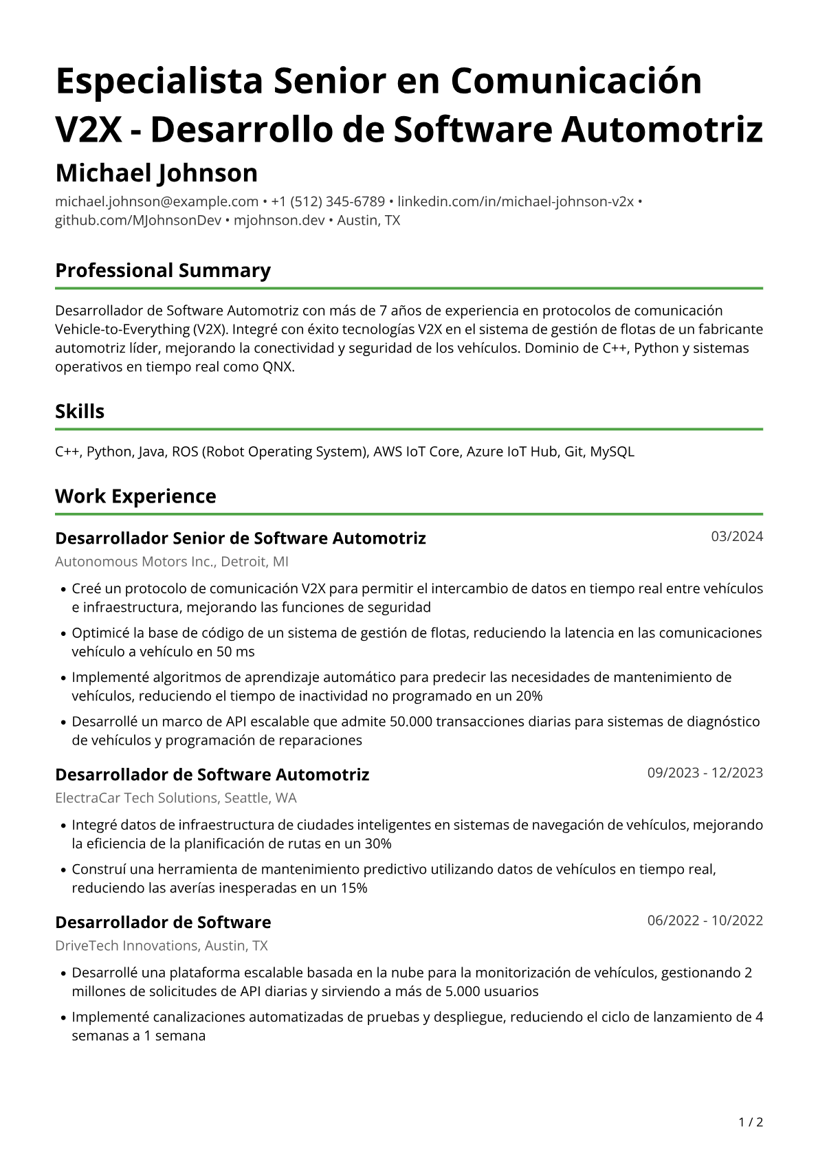 Desarrollador de software automotriz