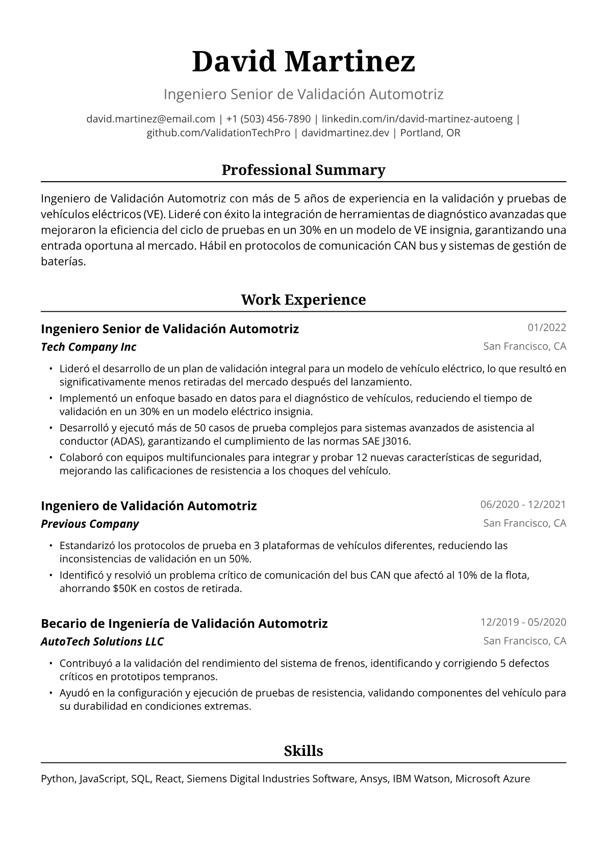 Ingeniero de Validación Automotriz