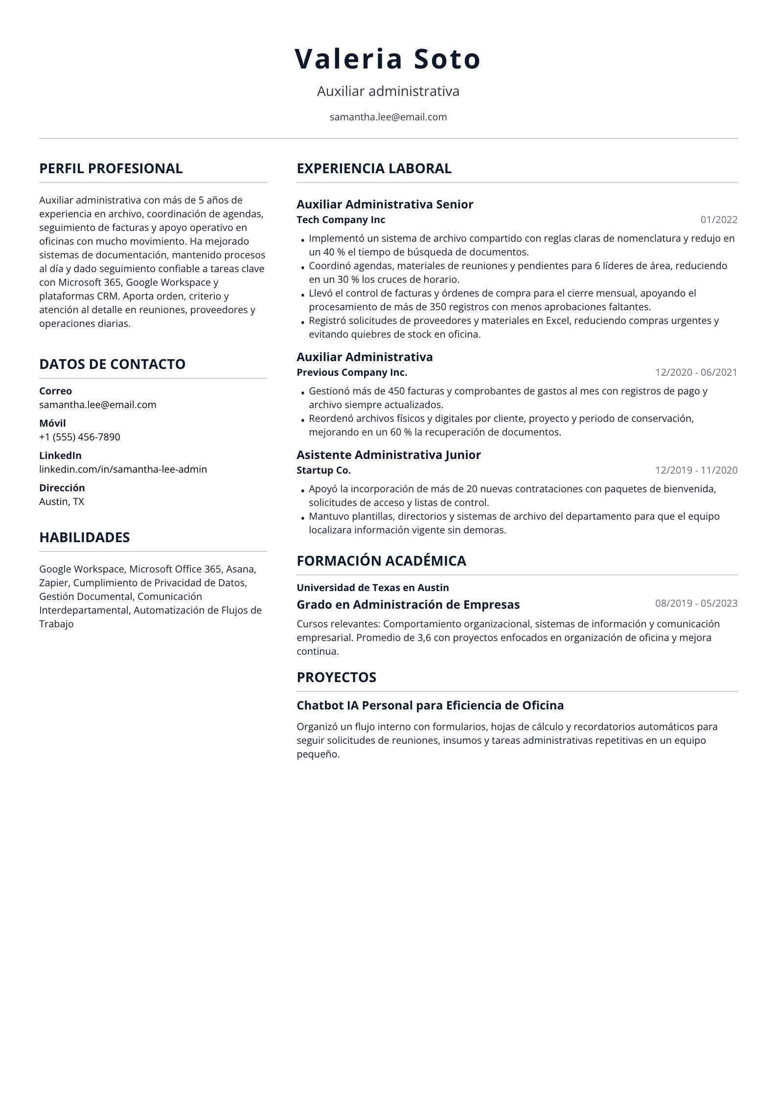 Auxiliar administrativa