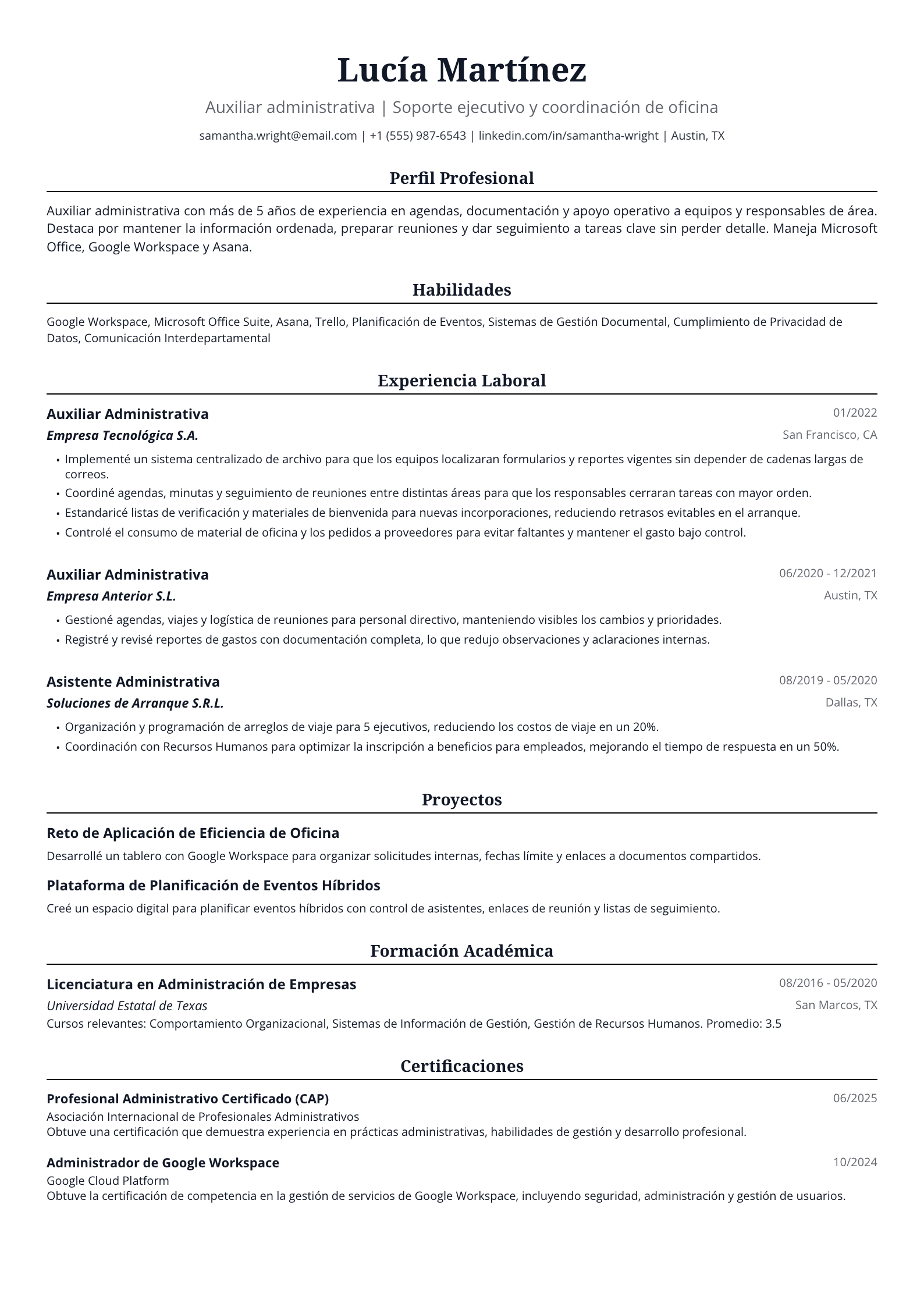 Auxiliar administrativa