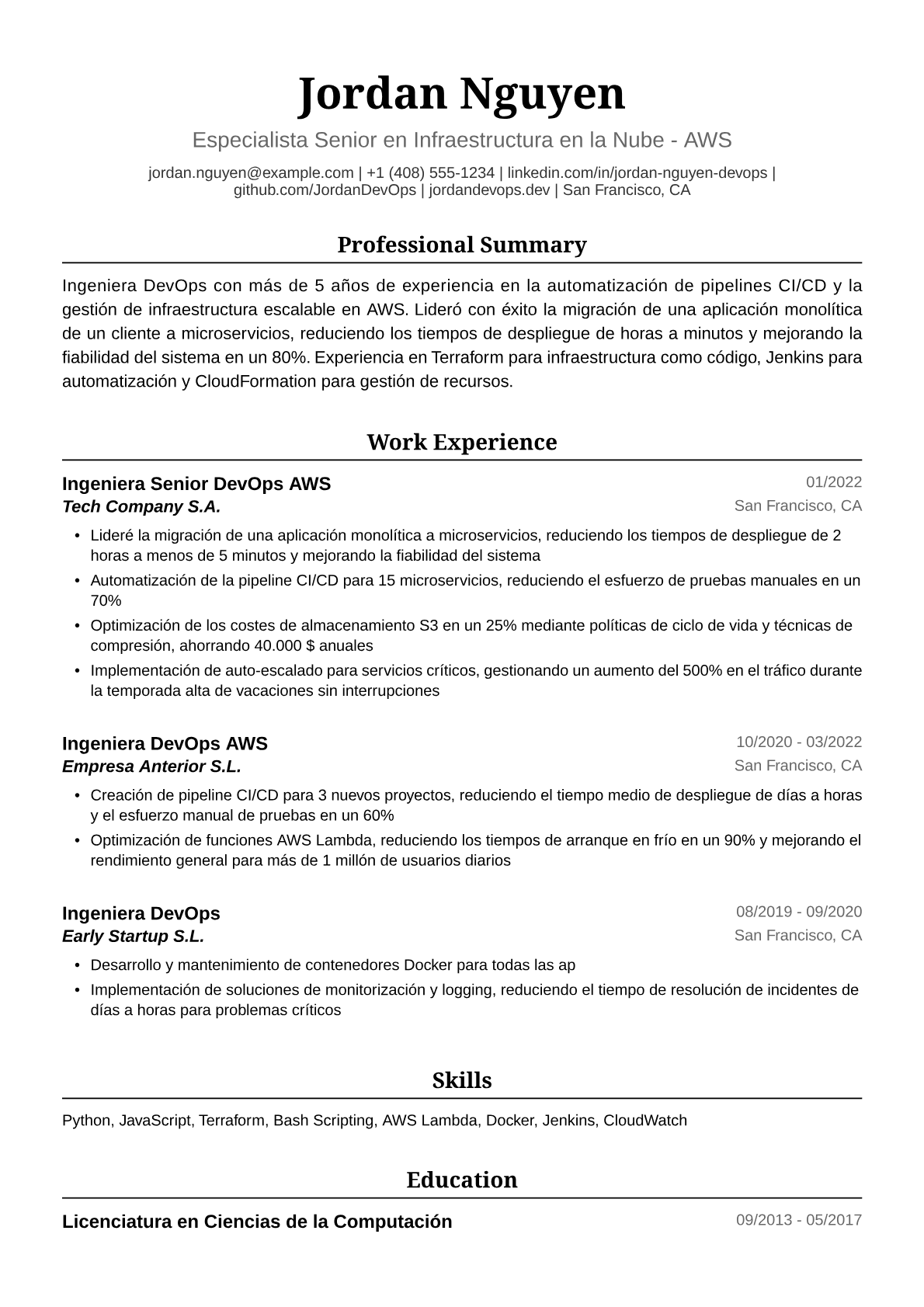 Ingeniera DevOps AWS