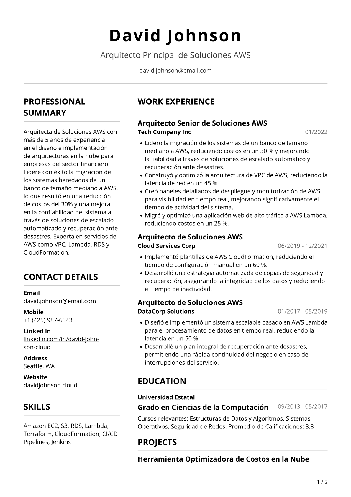 Arquitecta de Soluciones AWS