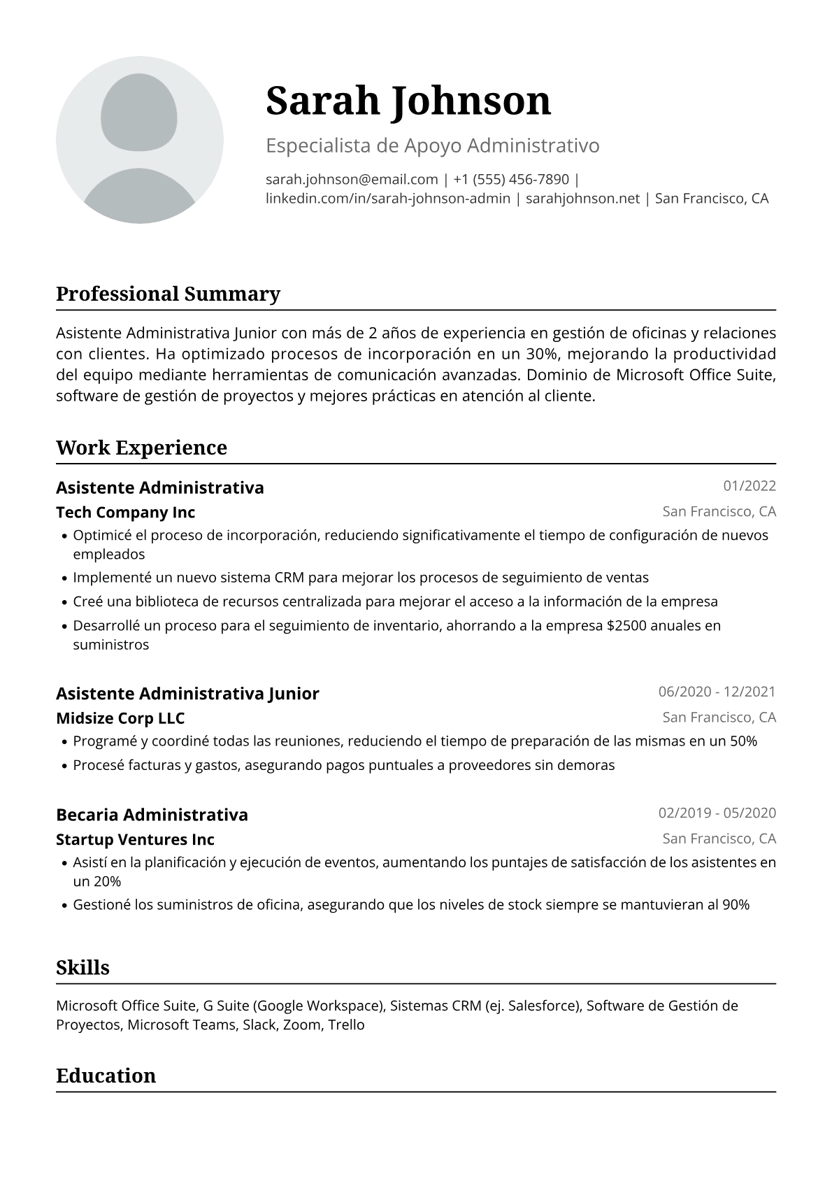 Asistente administrativa junior