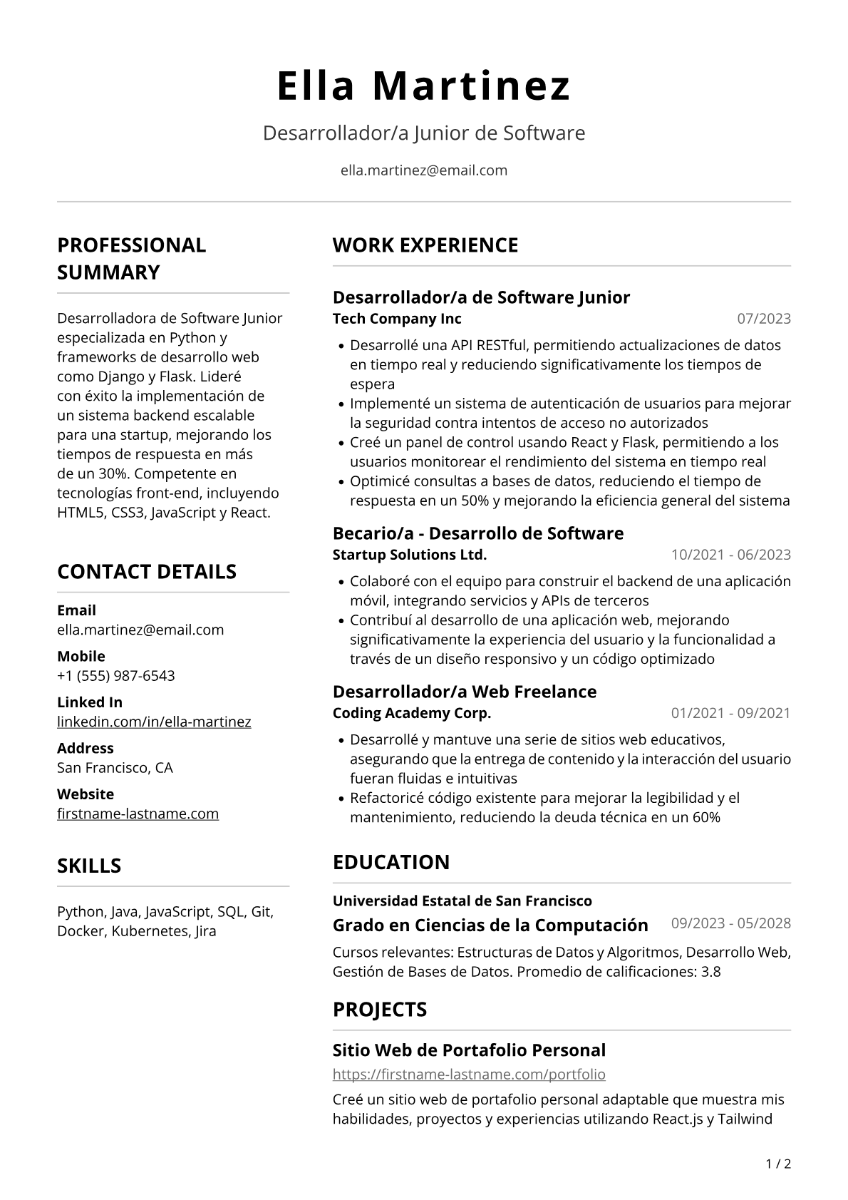 Desarrolladora de Software Junior