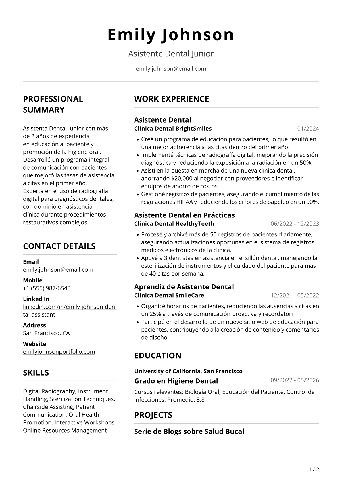 Asistenta dental junior