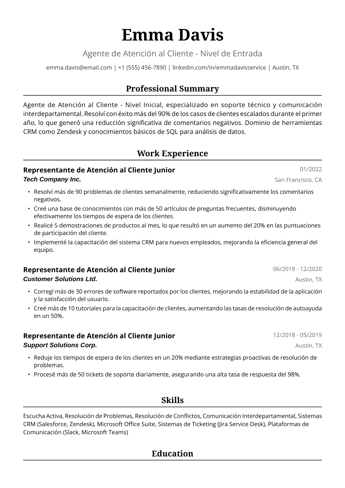 Agente de atención al cliente junior