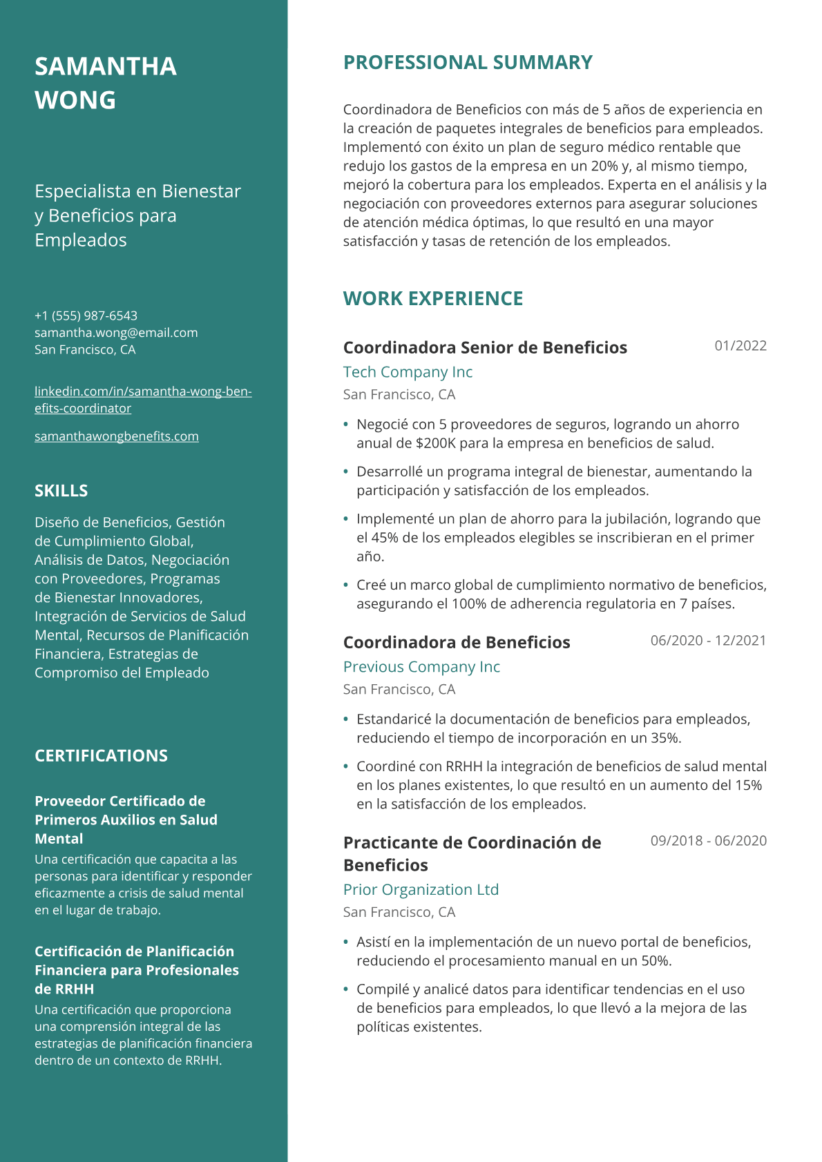 Coordinadora de beneficios