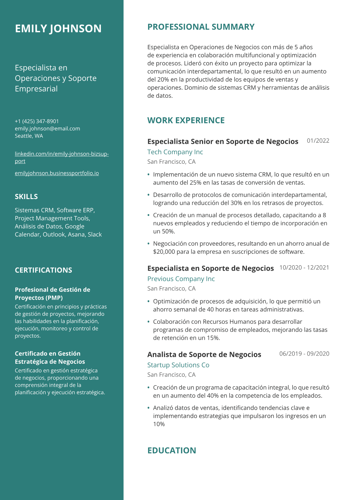 Especialista en Soporte Empresarial