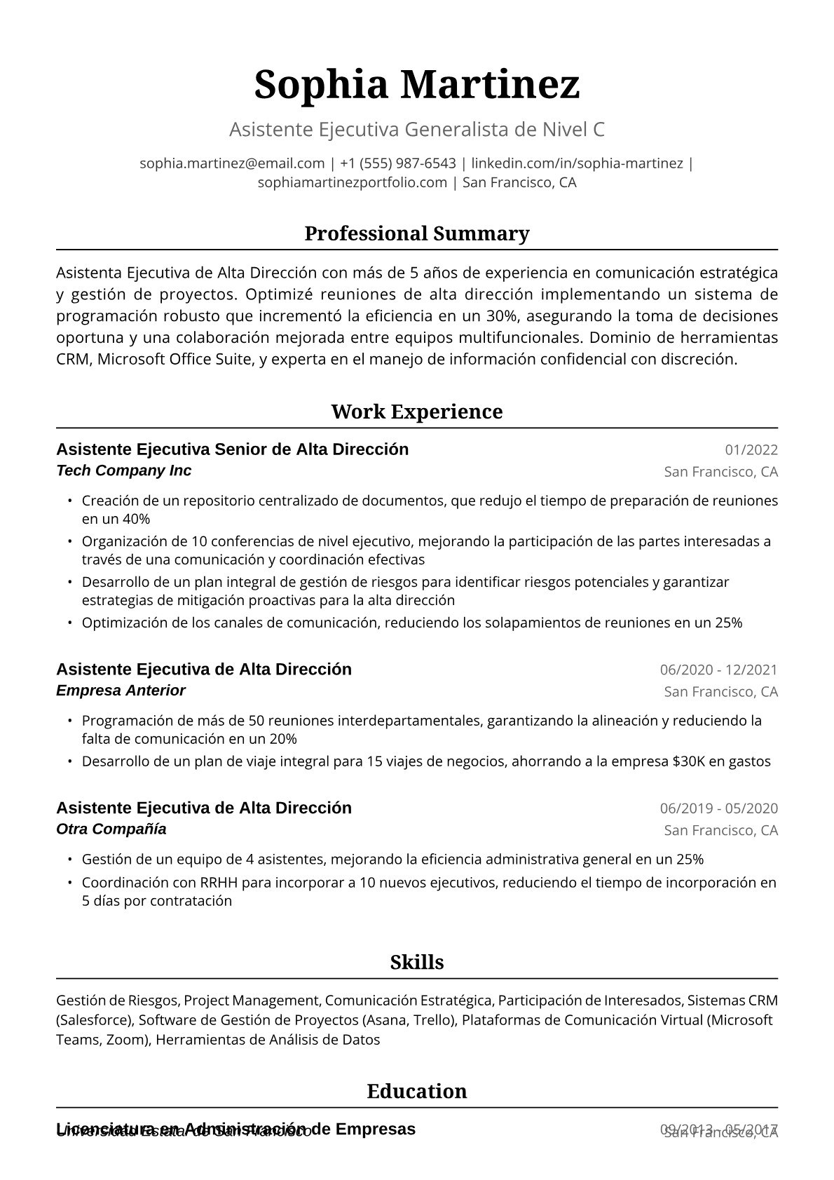 Asistente Ejecutiva de Alta Dirección