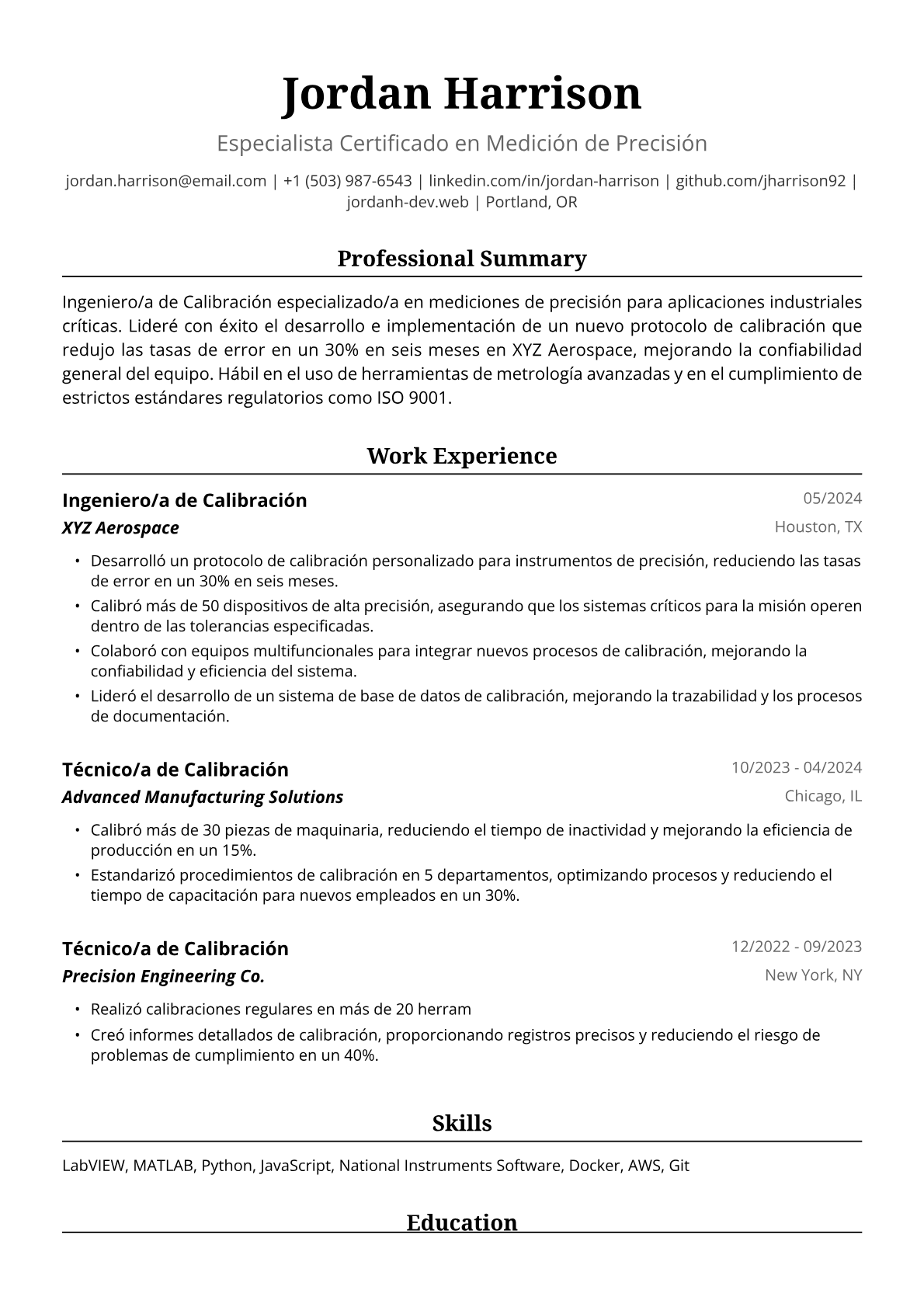 Ingeniero de Calibración