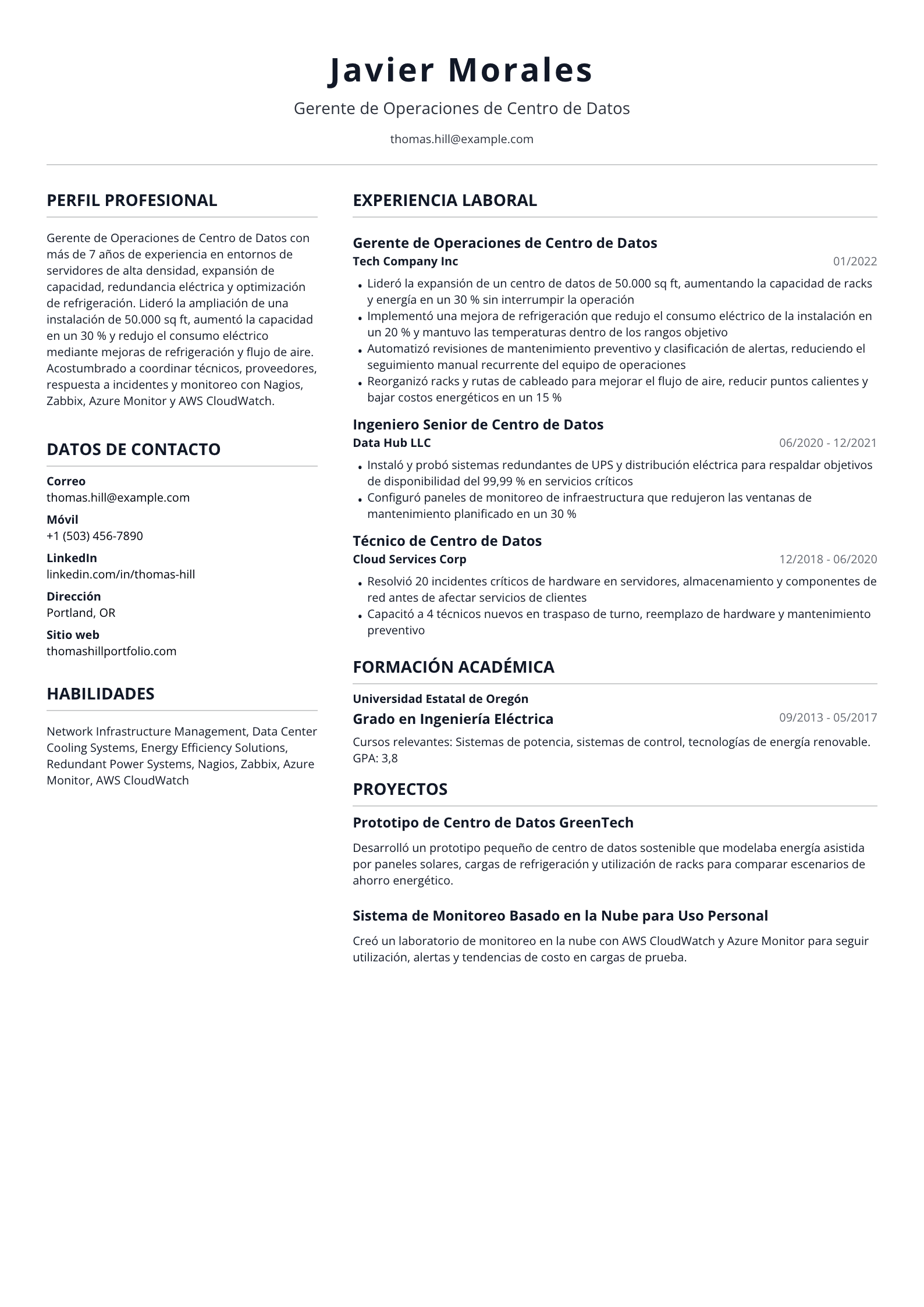 Gerente de Operaciones de Centro de Datos