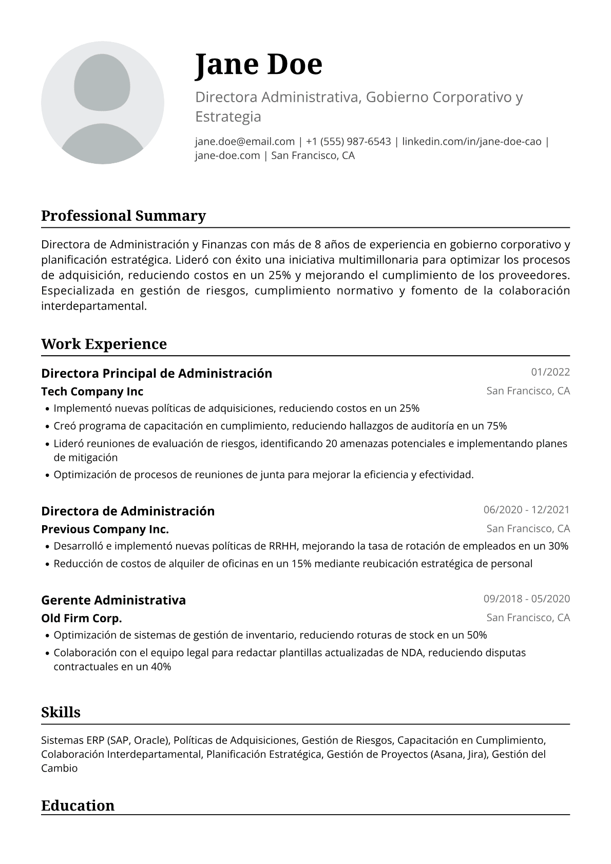 Directora de Administración