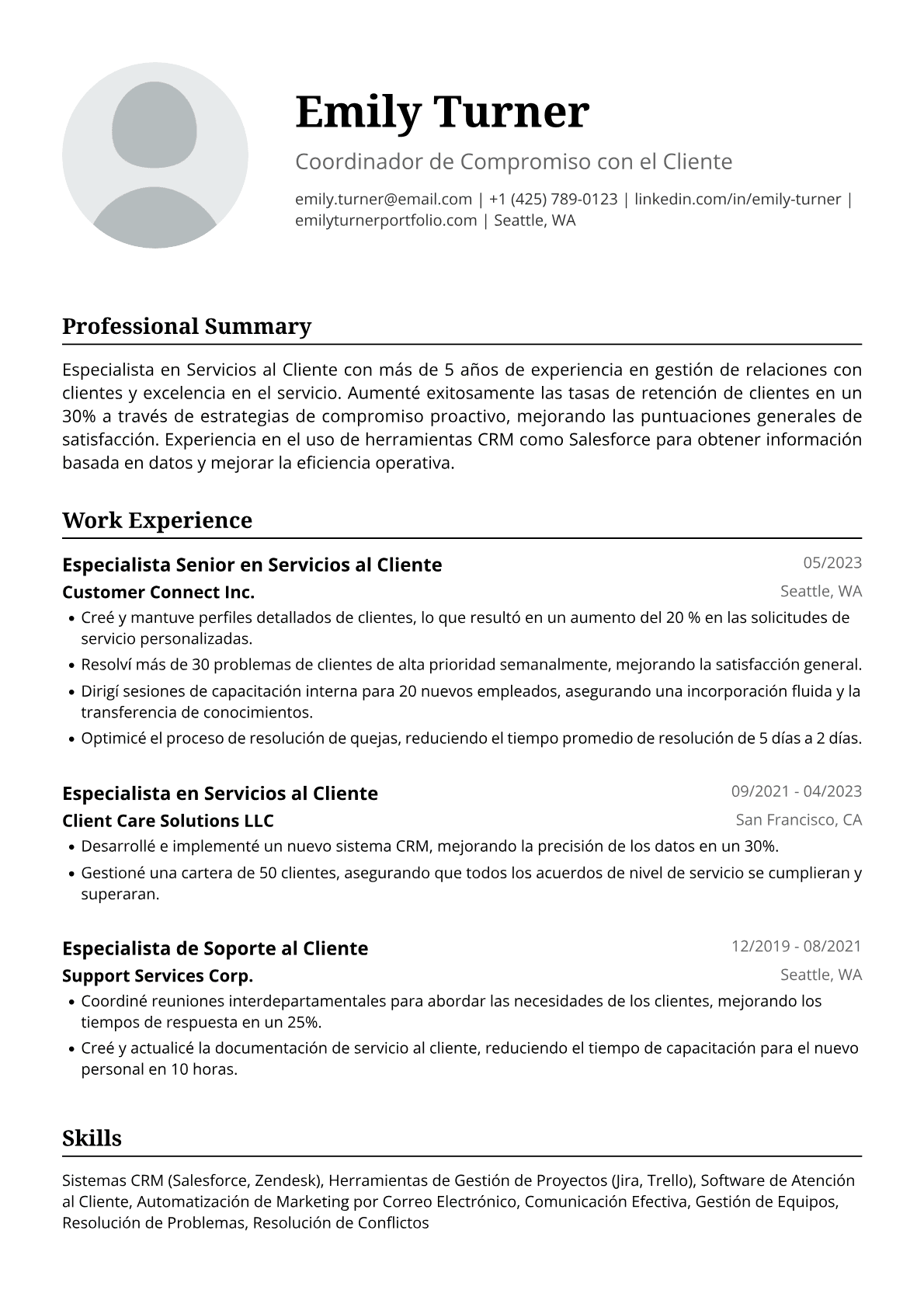 Especialista en Servicios al Cliente