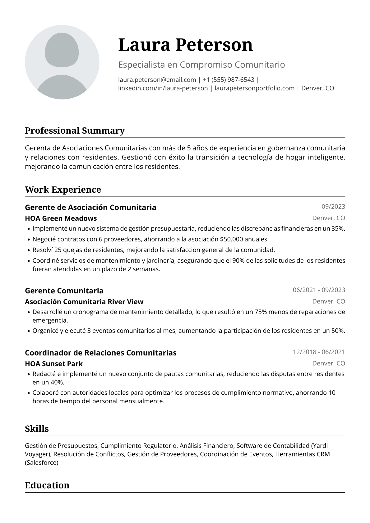 Gerenta de asociaciones comunitarias