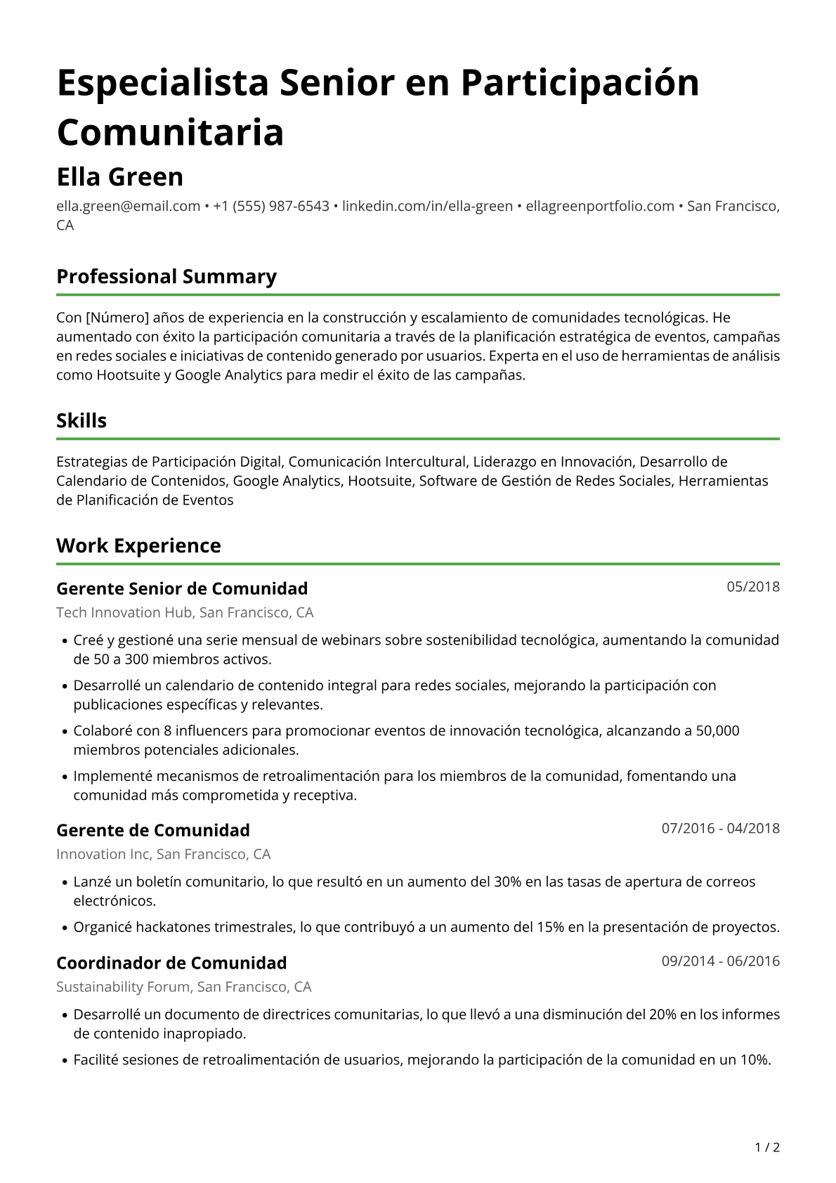 Gerenta de Comunidad